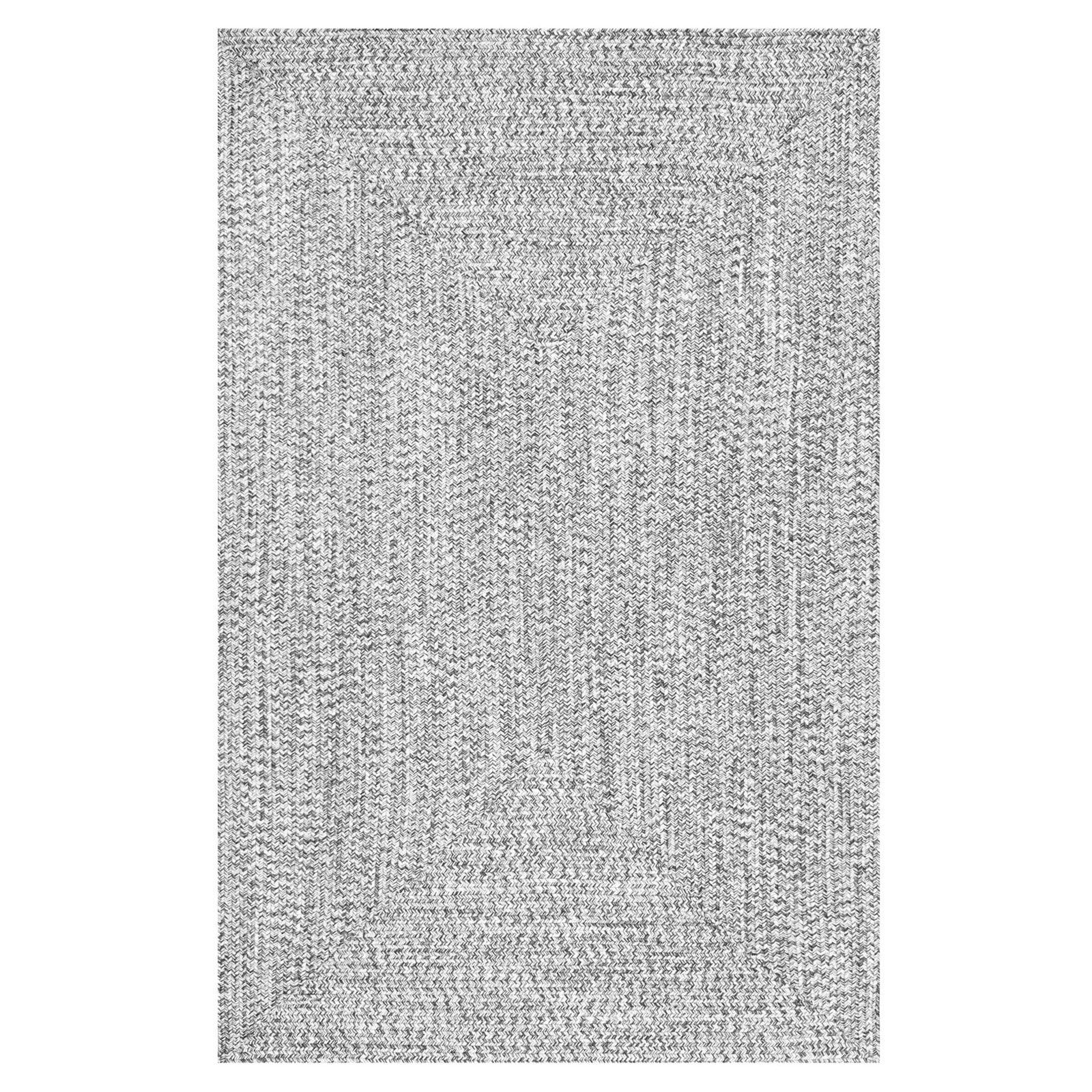 Nuloom Wynn Solid 4x6 Indoor/Outdoor Area Rug for Living Room Patio Deck Front Porch Kitchen, Salt And Pepper/White