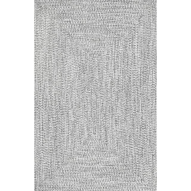 nuLOOM Wynn Braided Indoor/Outdoor Salt And Pepper 6' Casual Square Rug