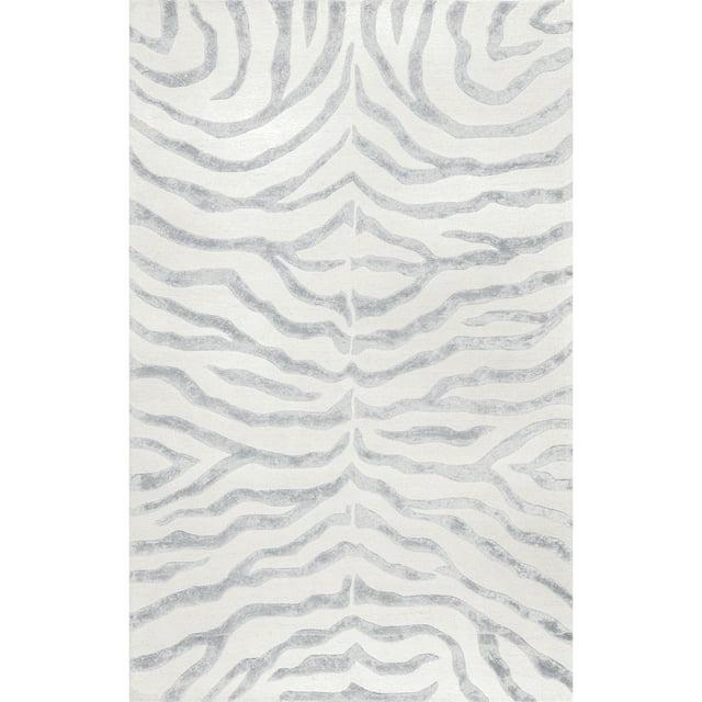 nuLOOM Zebra Hand Tufted Plush Wool Accent Rug, 3' x 5', Gray