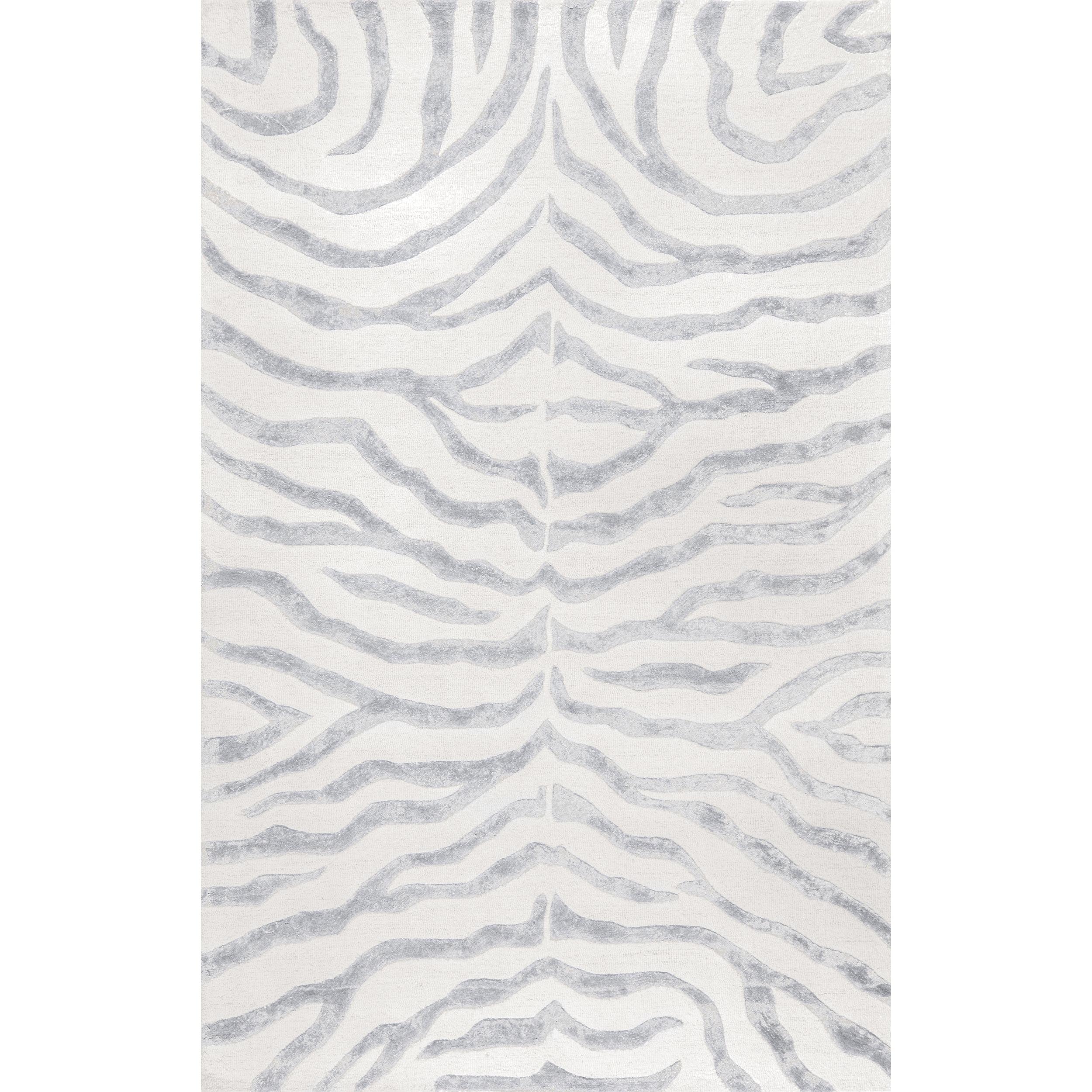 nuLOOM Zebra Hand Tufted Plush Wool Area Rug, 6', Gray