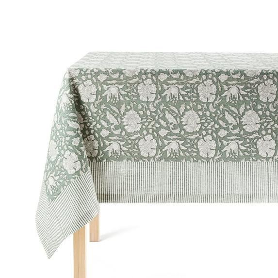 over&back Hand-Screened Tablecloth - 100% Cotton - Kitchen and Home Decor
