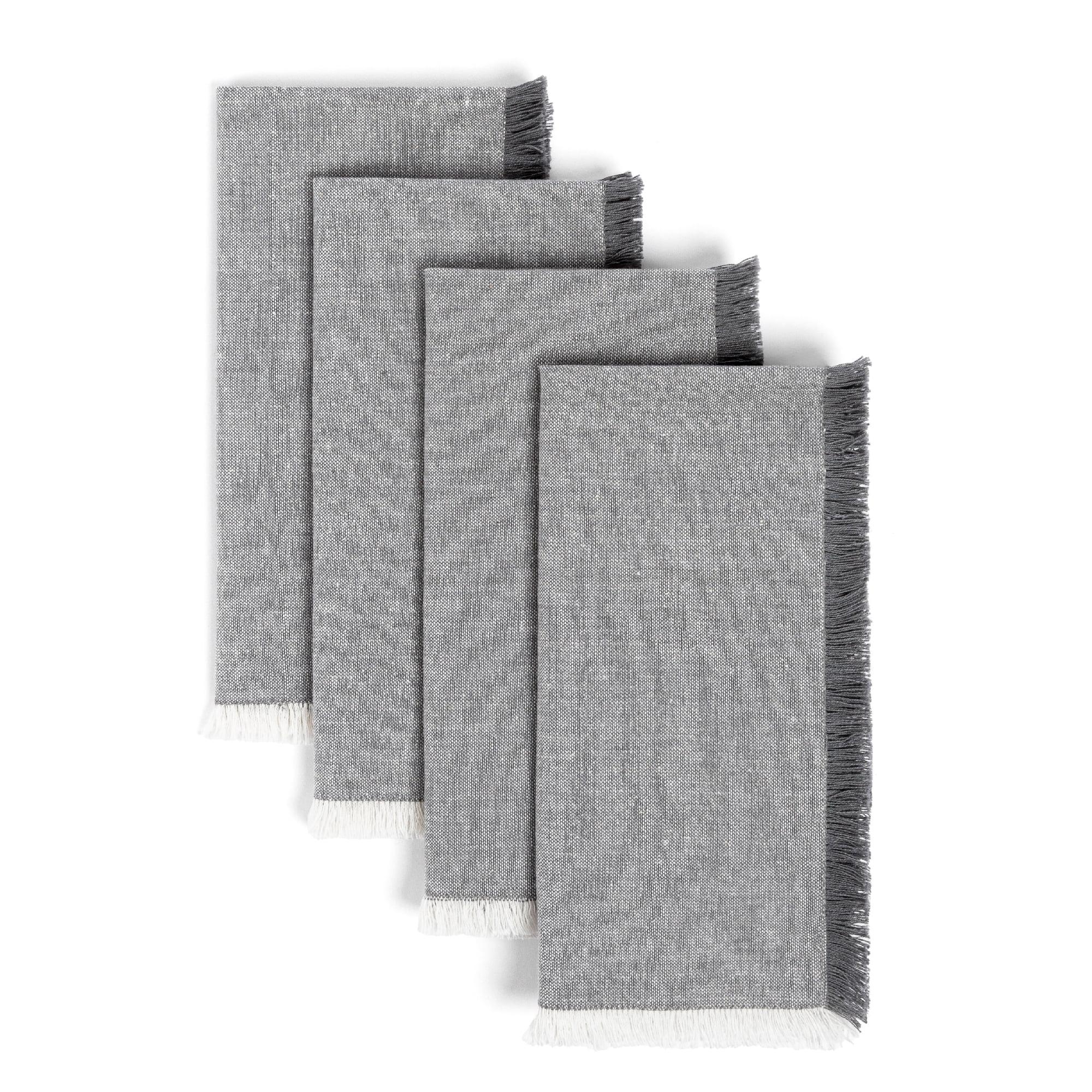 over&back over&back Woven Frayed Chambray Cotton Cloth Napkins