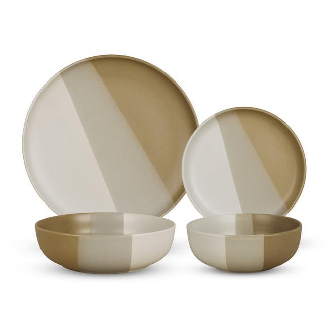 Godinger Silver Art Co Piermont Natural 16 Piece Dinnerware Set, Service For 4