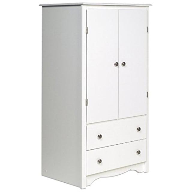 Prepac Monterey Armoire White: Transitional Style, Wood Composite, 2-Door Wardrobe for Hanging Clothes