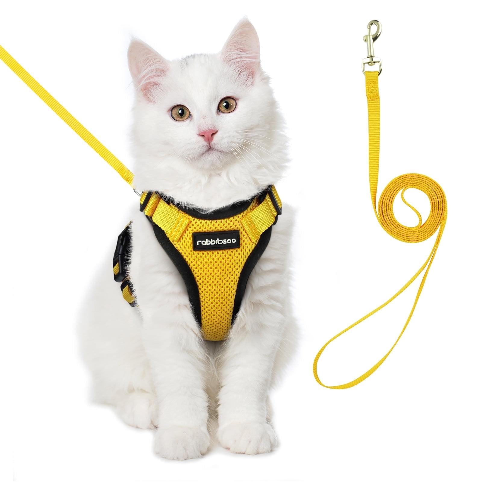 Bright Yellow Adjustable Cat Harness and Leash Set