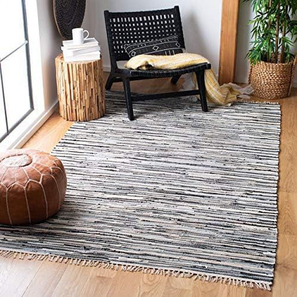 Rag Rug RAR129 Hand Woven Indoor Area Rug - Black/Multi - 4'x6' - Safavieh.