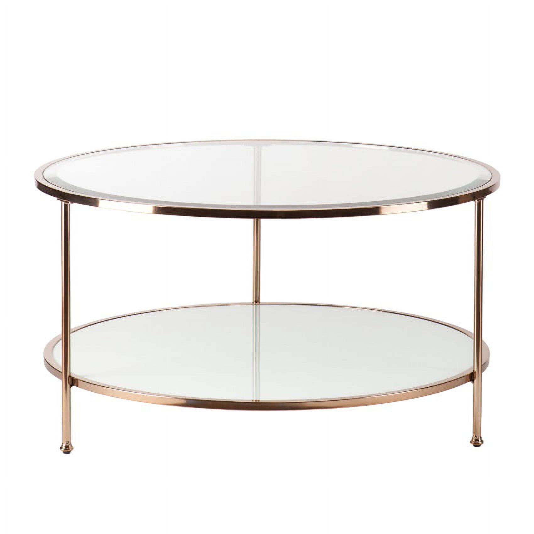 Glamorous Round Gold and White Glass Cocktail Table