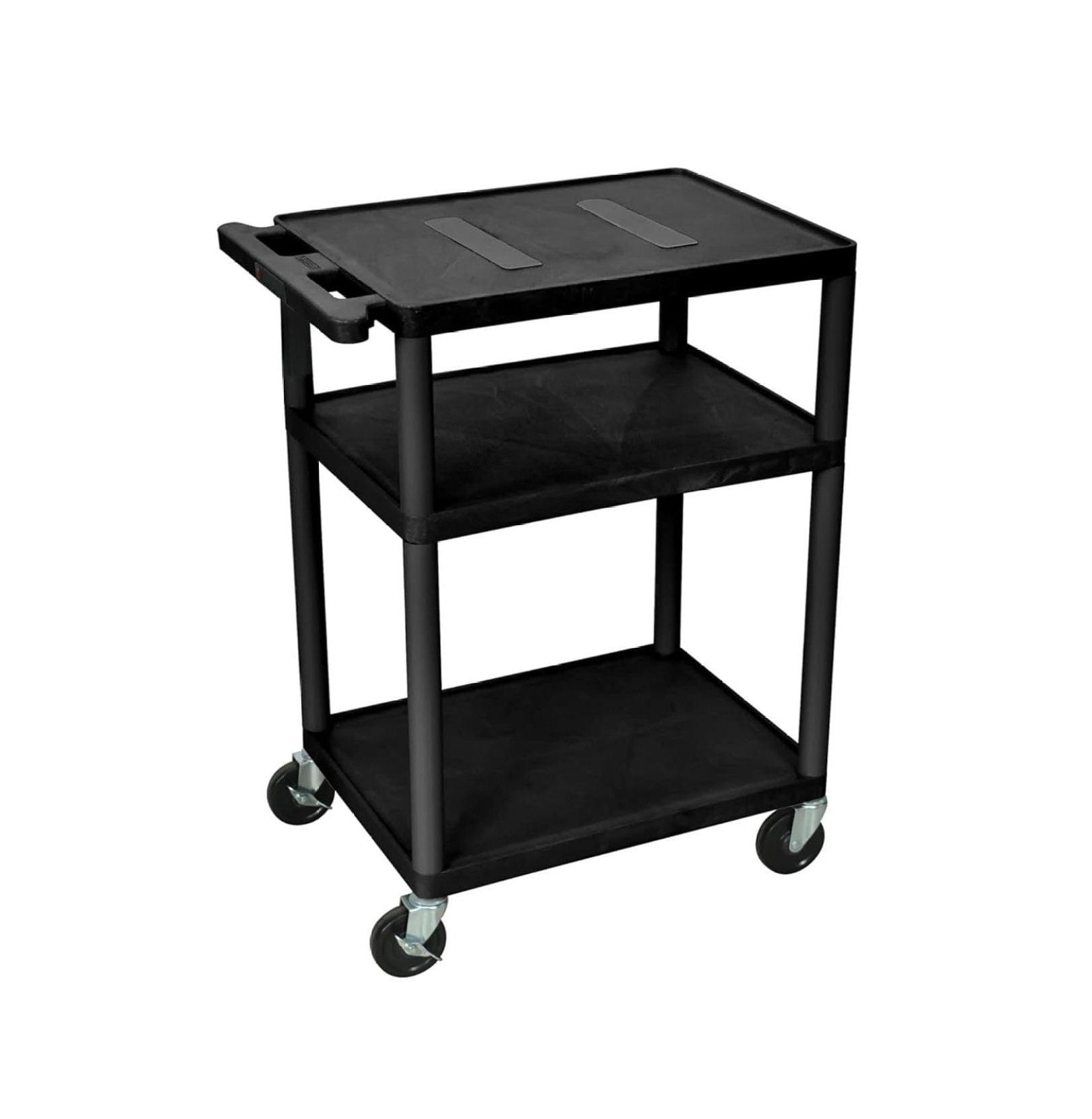 Black Mobile Plastic 3 Shelf AV Presentation Cart