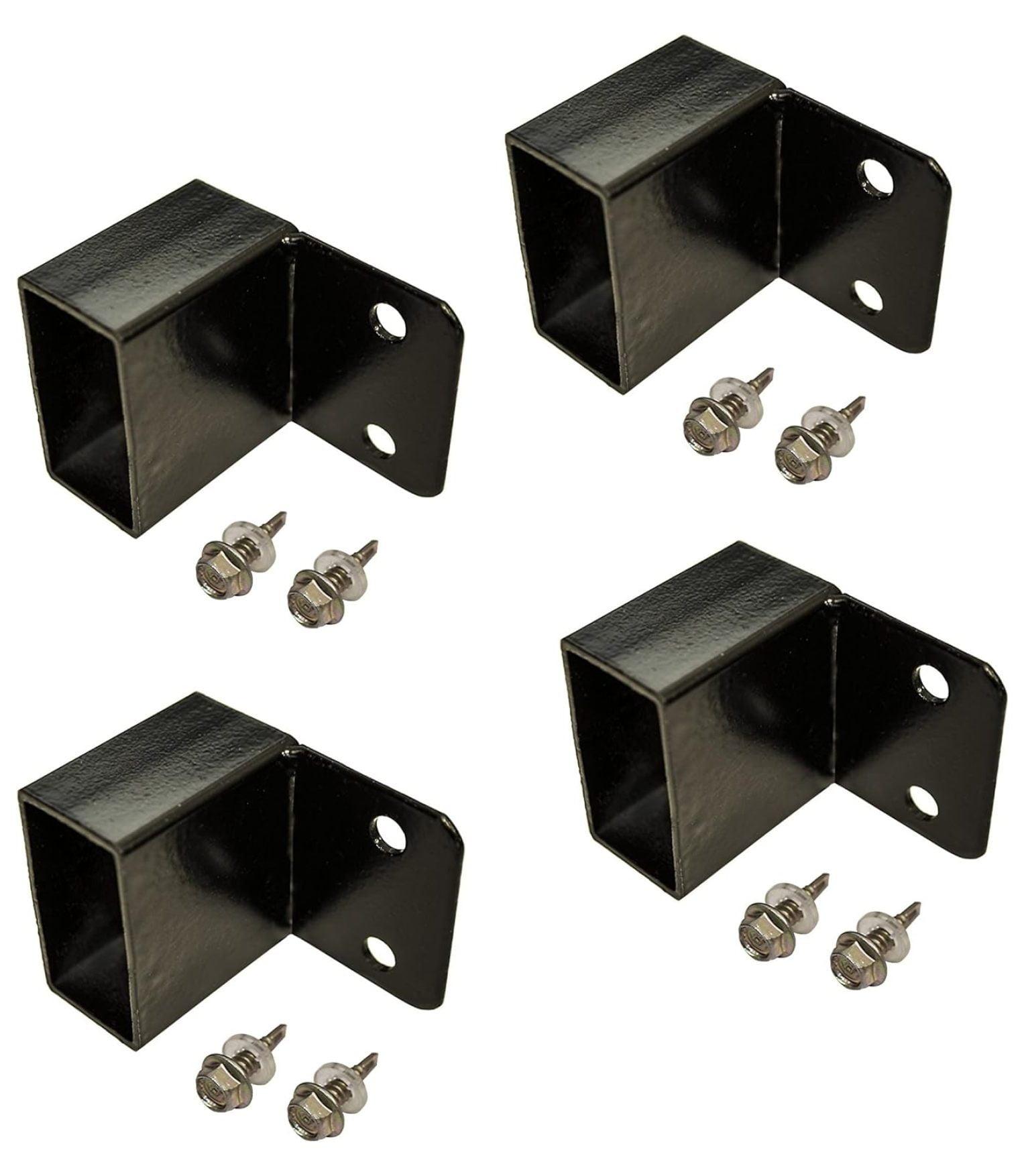 Black Metal Fence Bracket Set with Mounting Screws