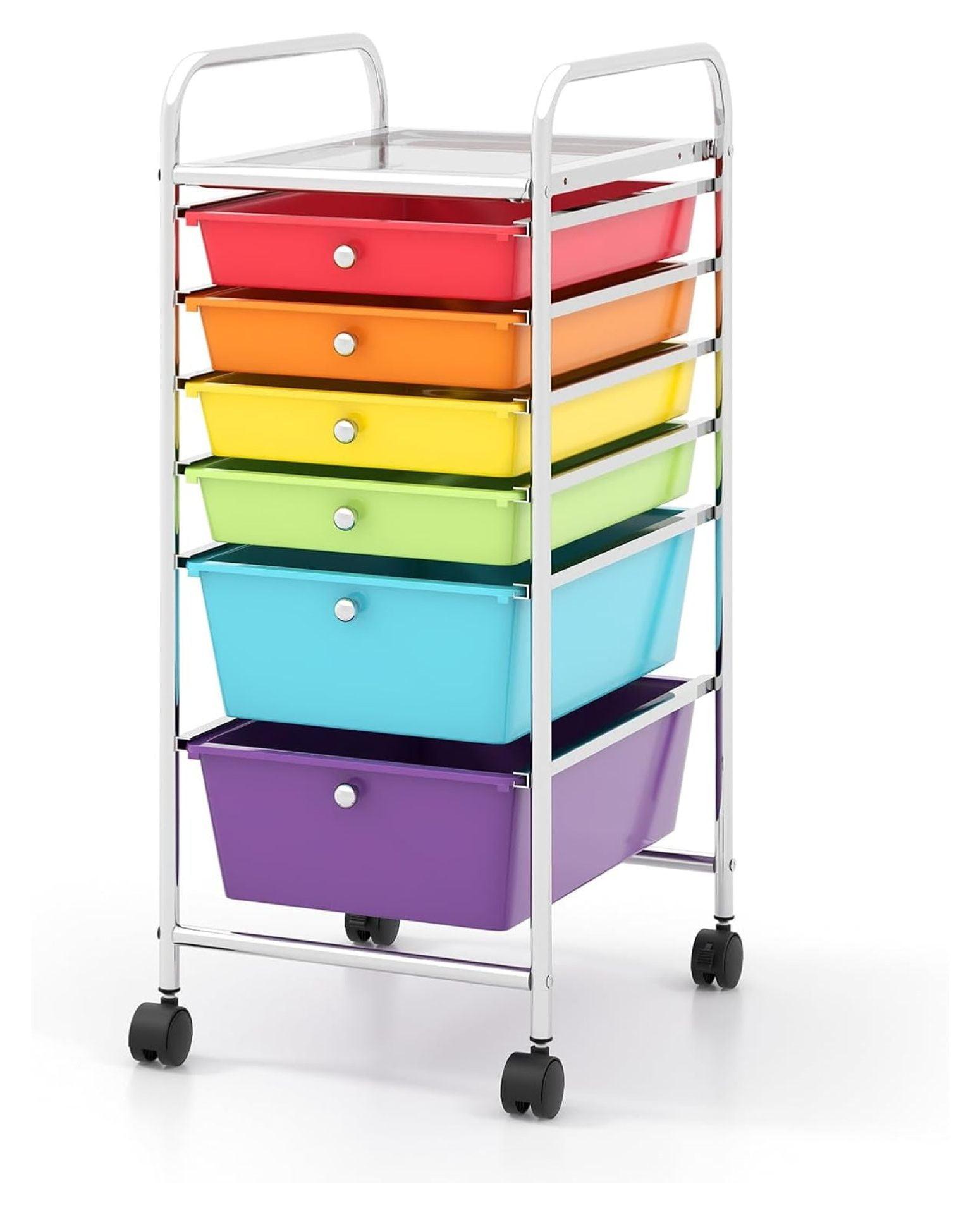 Rainbow 6-Drawer Rolling Storage Cart with Lockable Wheels