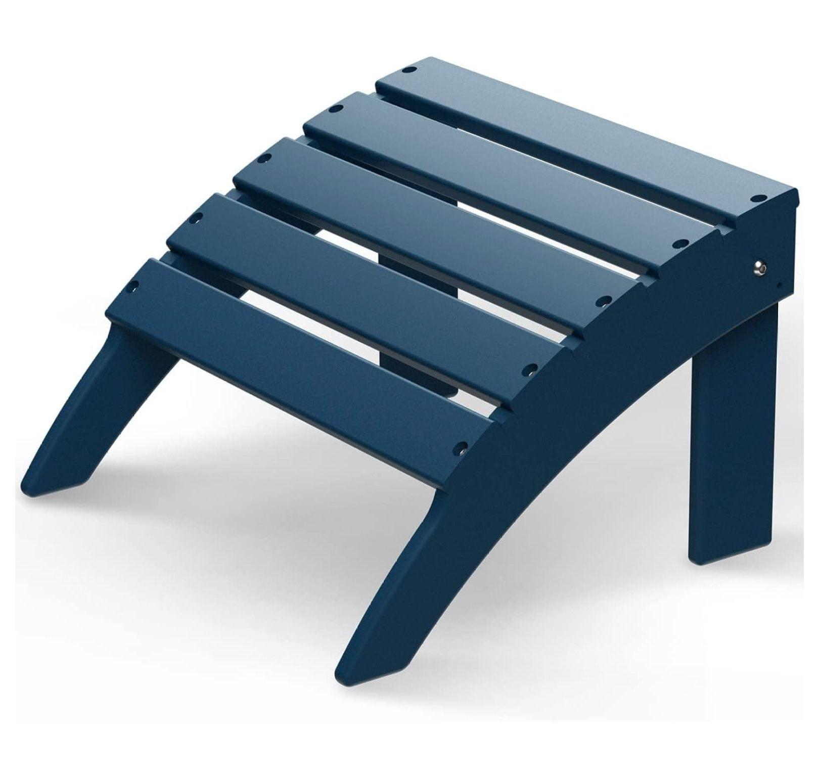 saney Adirondack-Ottoman | Folding | HDPE Plastic | Outdoor Footrest | All Weather | Foot Rest | Foot Stool | Blue | for Adirondack Chair | for Patio Backyard Pool