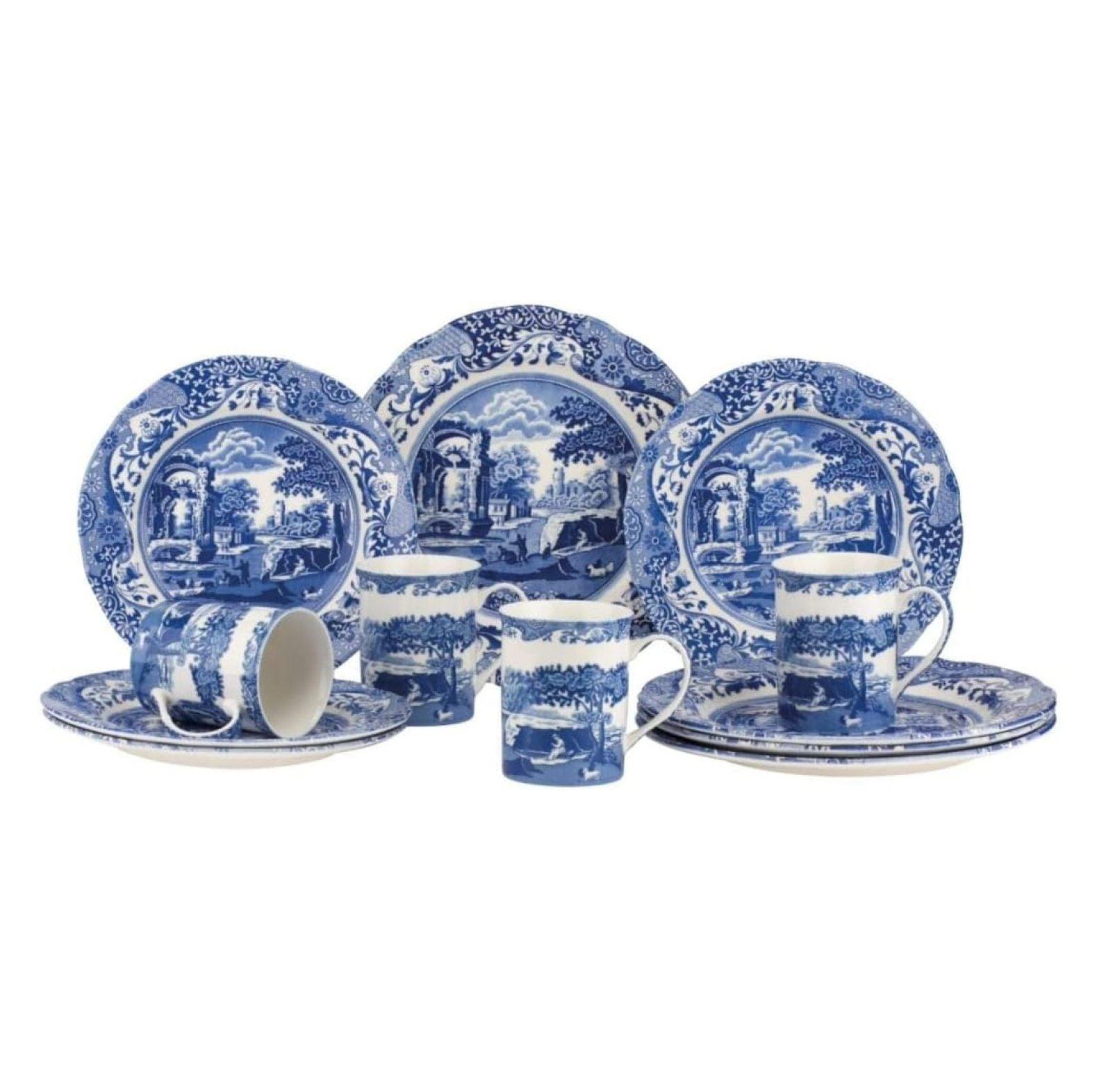 Blue and White Porcelain 12-Piece Dinnerware Set