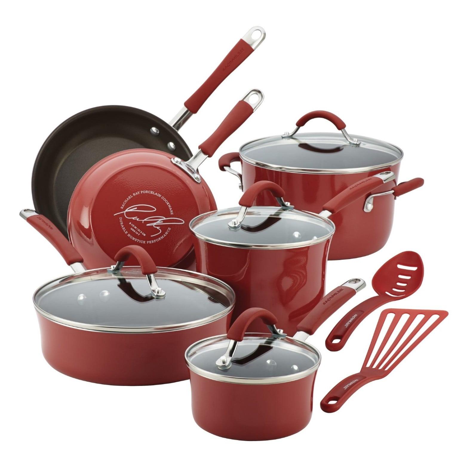 Cranberry Red 12-Piece Nonstick Aluminum Cookware Set