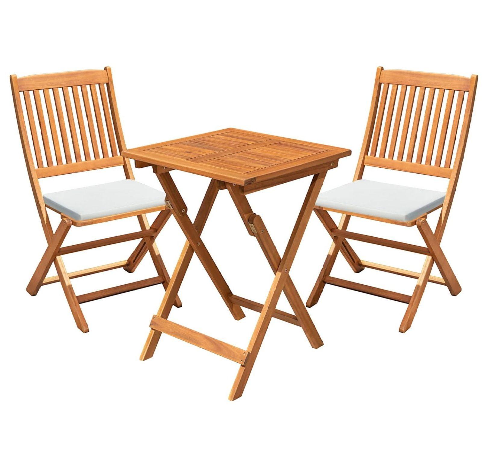 FDW Outdoor Bistro Set with 2 Chairs and Square Table for Pool Beach Backyard Balcony Porch Deck Garden Wooden Furniture, Natural