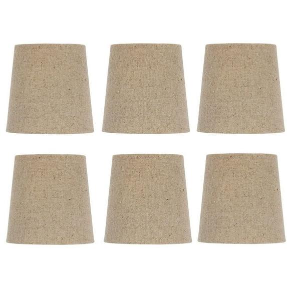 set of Six European Drum Chandelier Lamp Shade Mini Shade Beige Linen Color