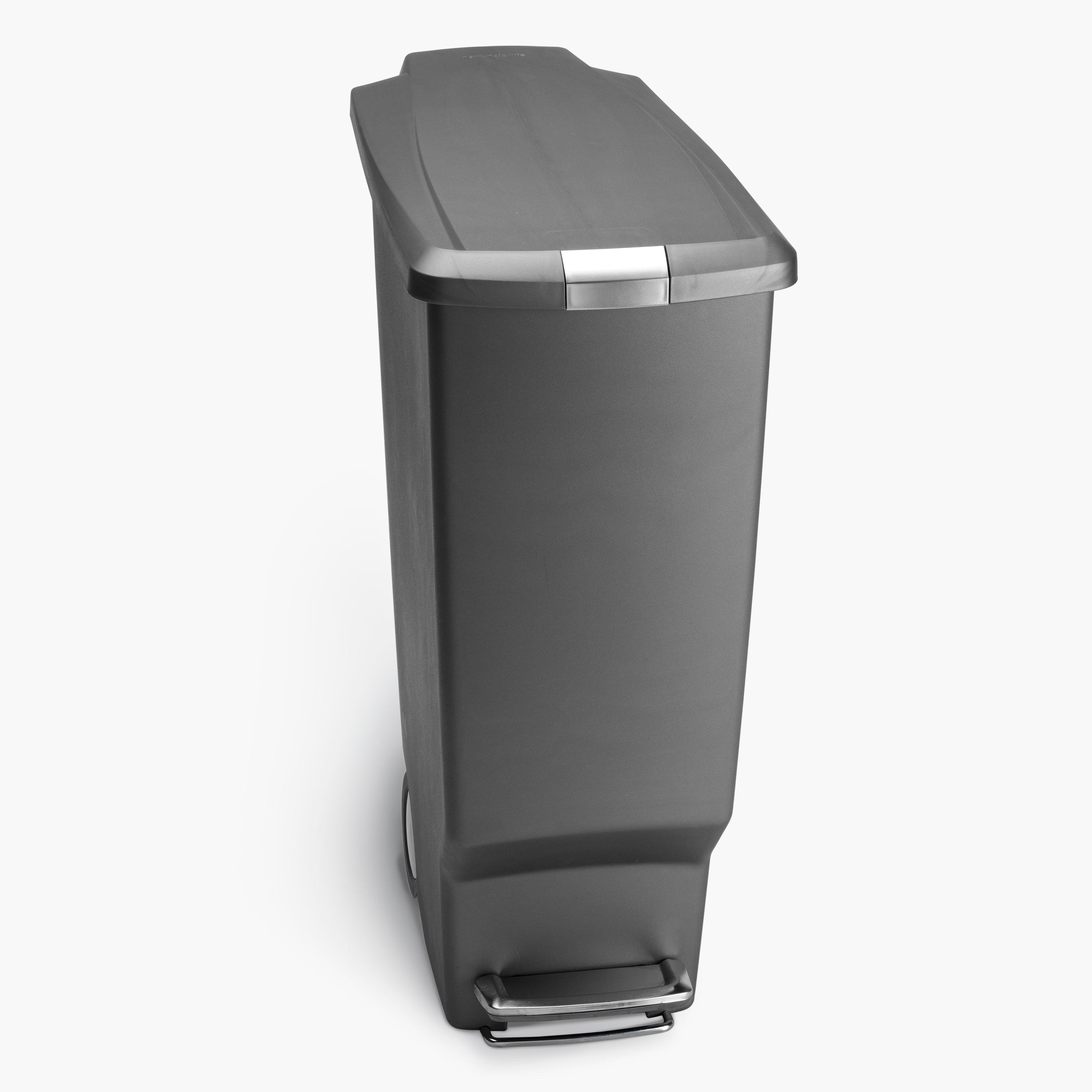 Gray Plastic Slim Kitchen Step Trash Can with Lockable Lid