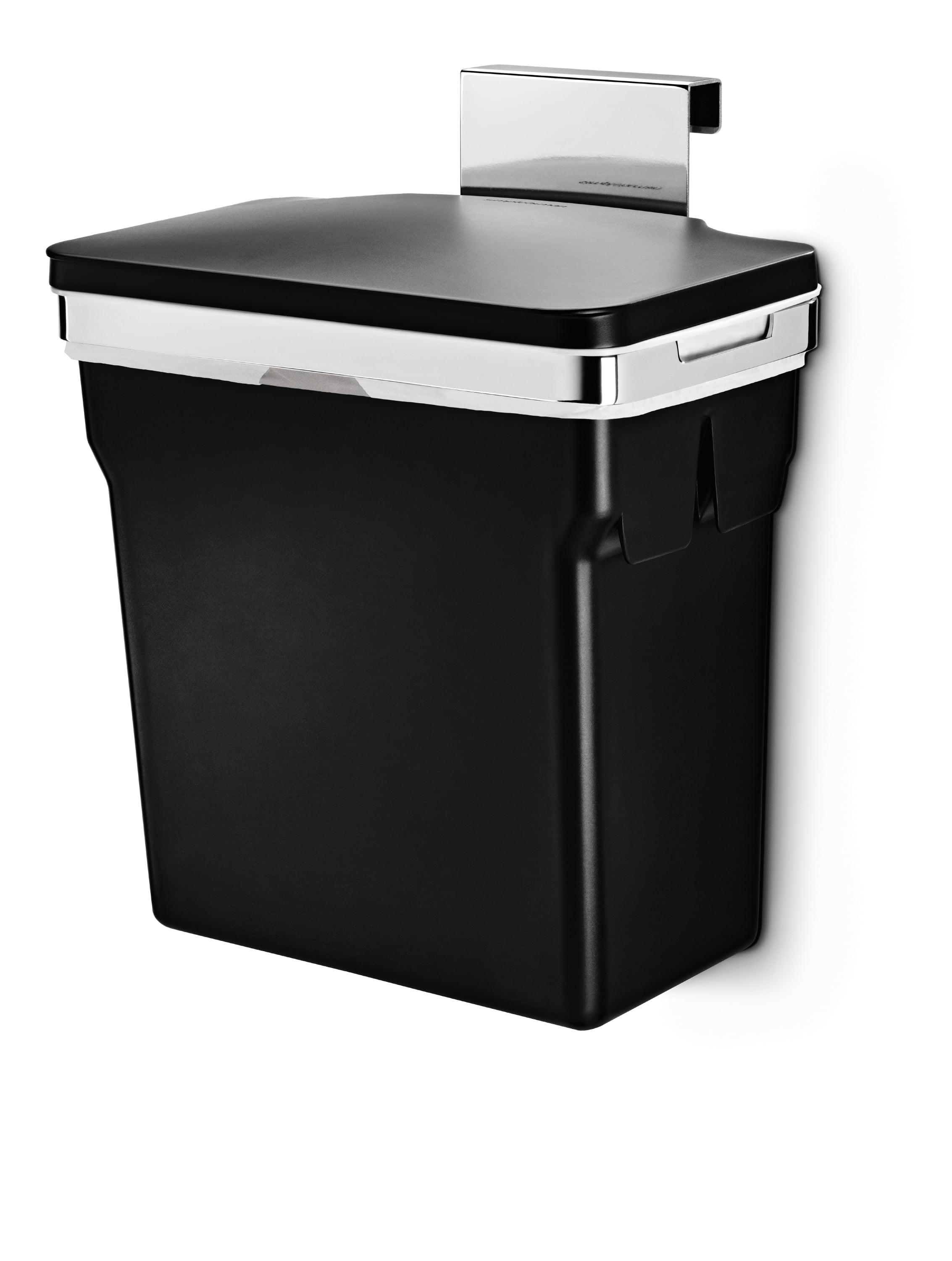 2.6 Gal Black Plastic Flip Lid Trash Can with Heavy Duty Steel Frame