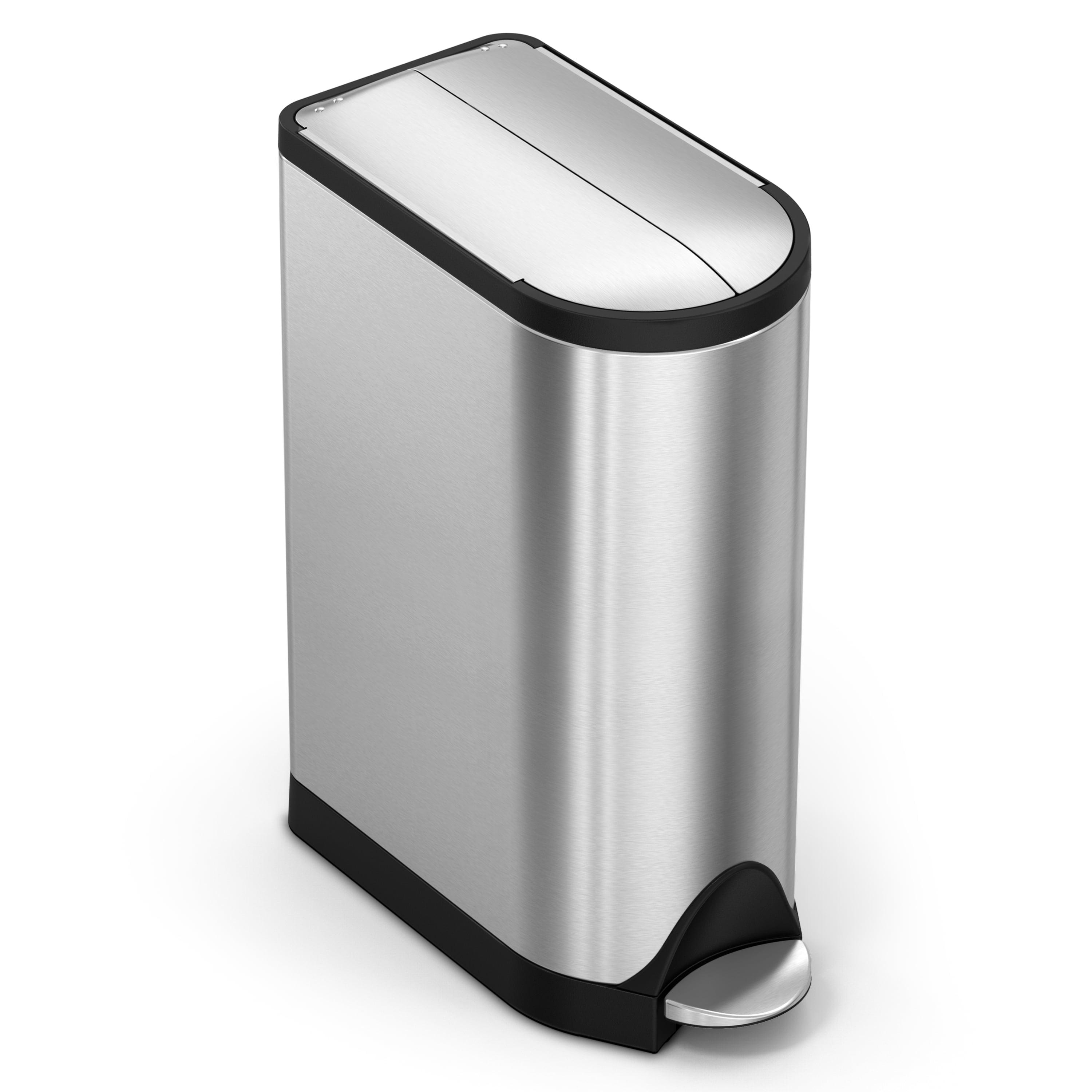 simplehuman 18 Liter / 4.8 Gallon Butterfly Lid Kitchen Step Trash Can, Brushed Stainless Steel