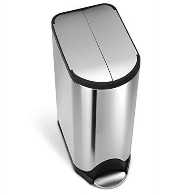 simplehuman Butterfly Lid Kitchen Step Trash Can, Brushed Stainless Steel