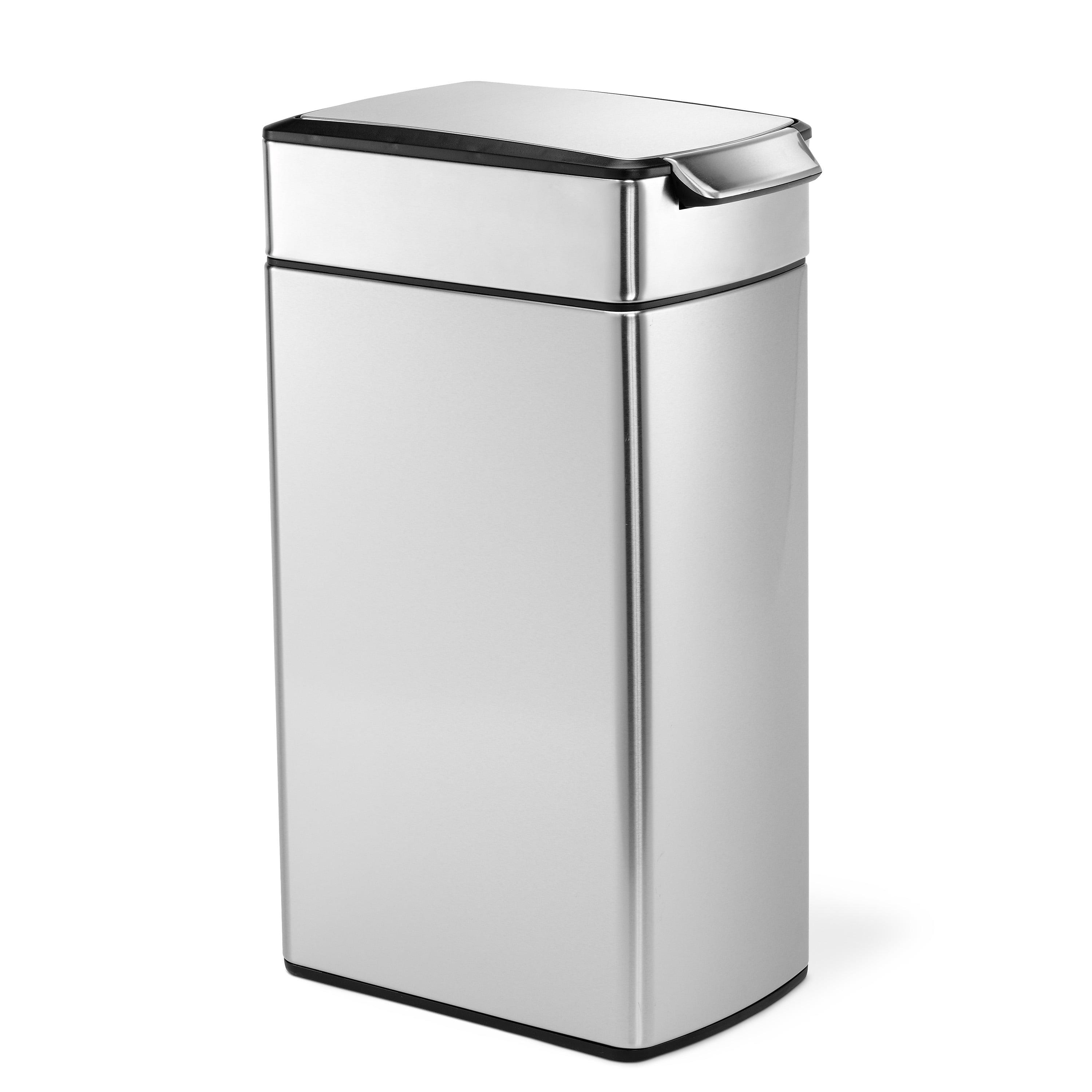 simplehuman 40 Liter / 10.6 Gallon Slim Touch-Bar Kitchen Trash Can, Brushed Stainless Steel