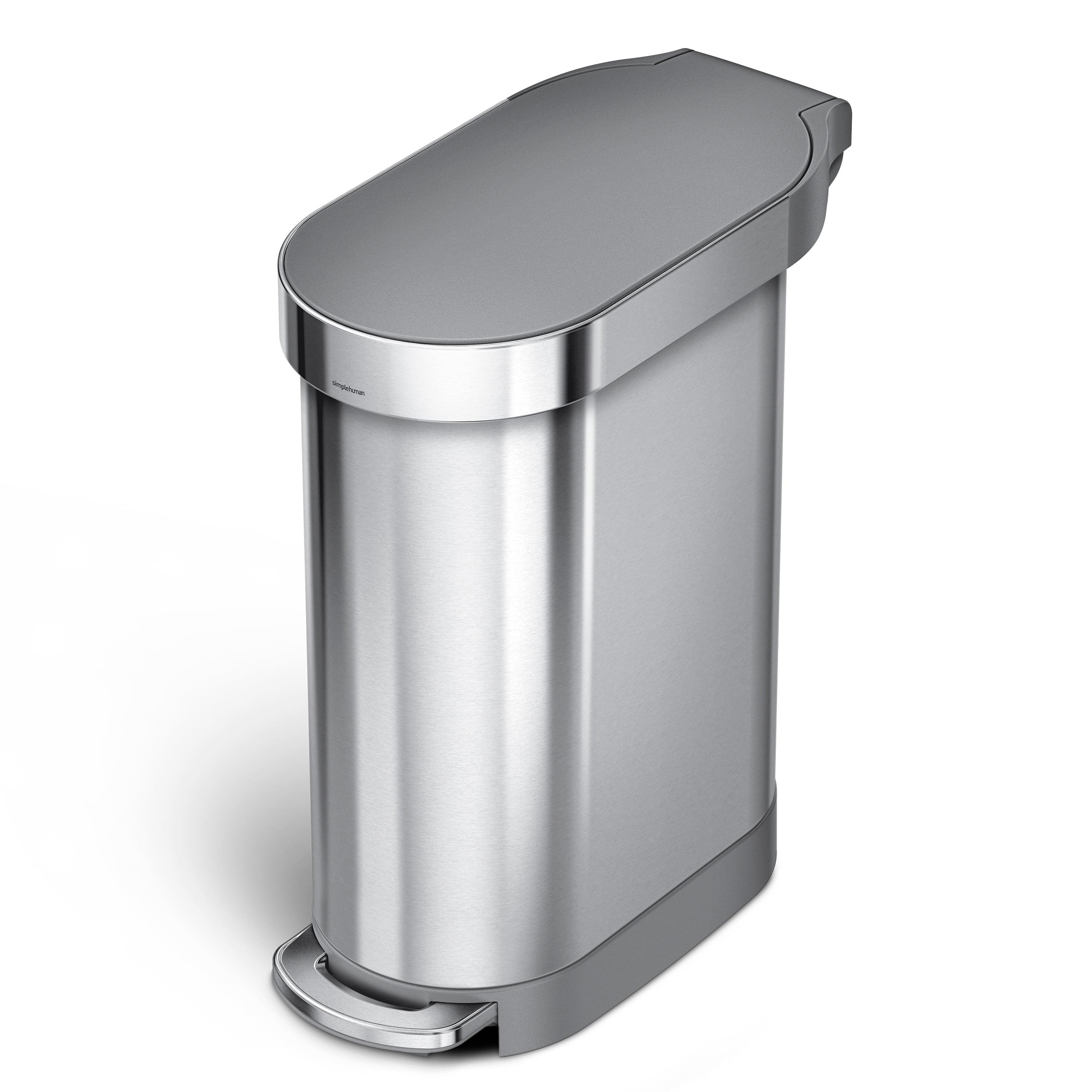 simplehuman 45 Liter / 12 Gallon Slim Hands-Free Kitchen Step Trash Can, Stainless Steel