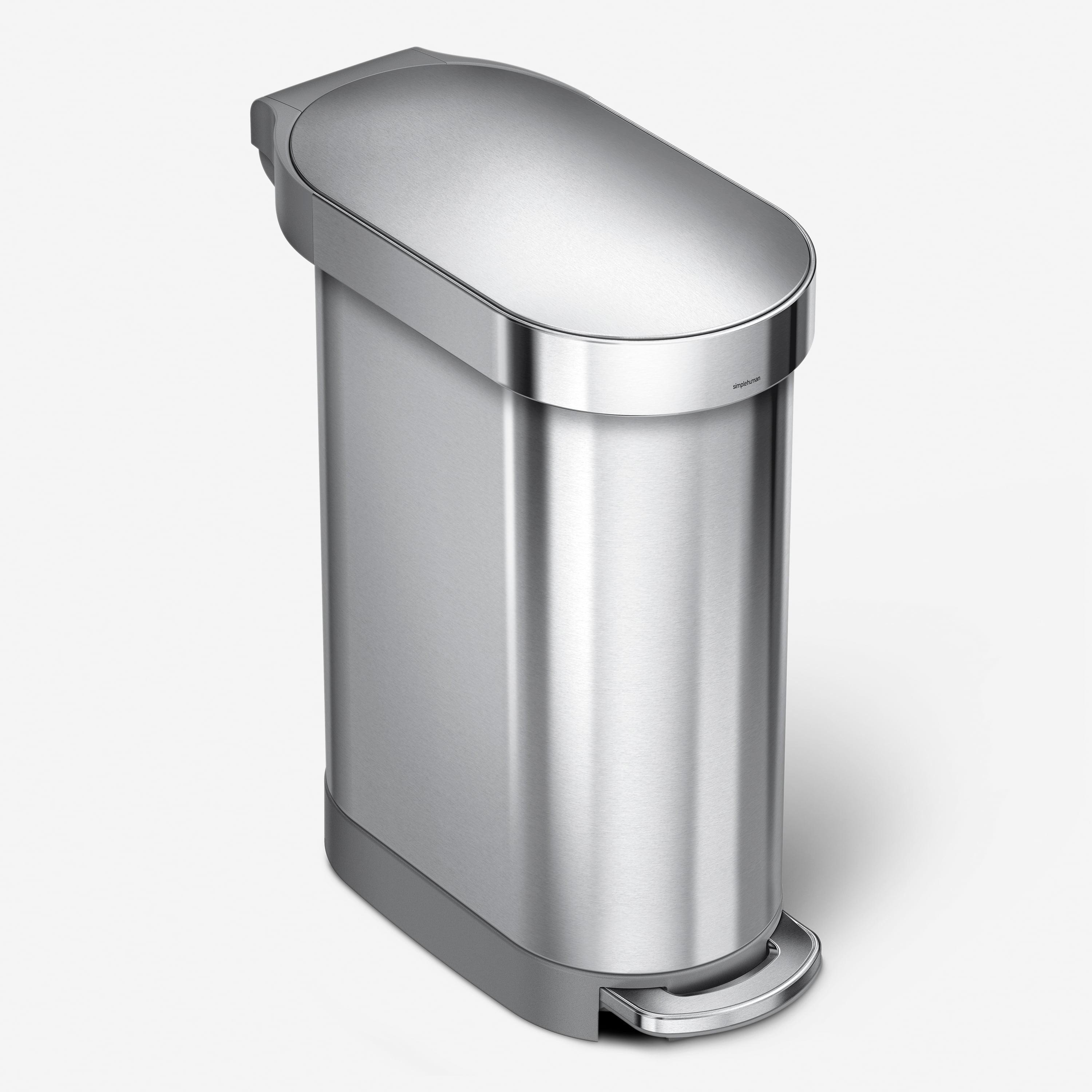 Brushed Stainless Steel 12 Gallon Slim Step Trash Can