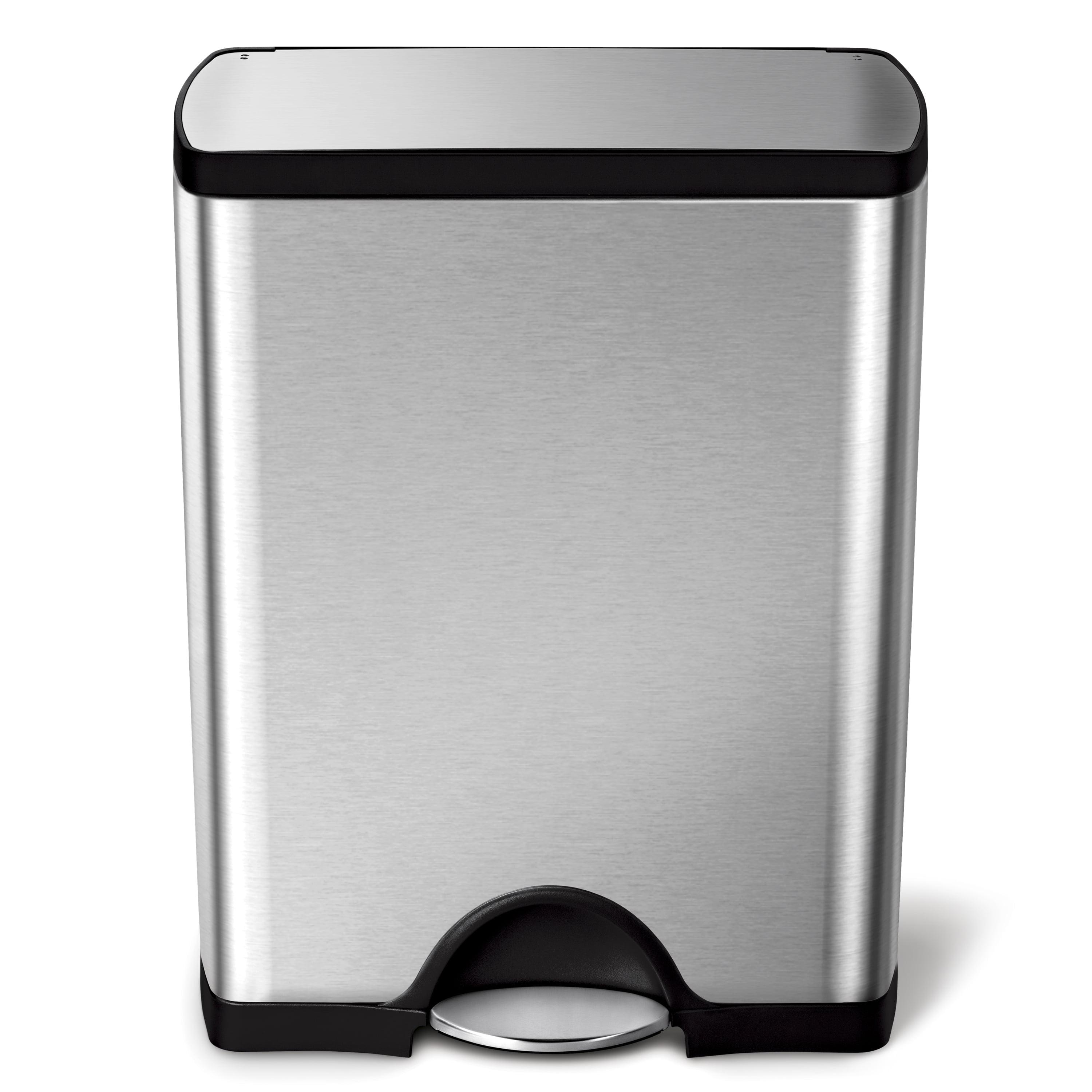 Brushed Stainless Steel 13 Gallon Rectangular Step Trash Can