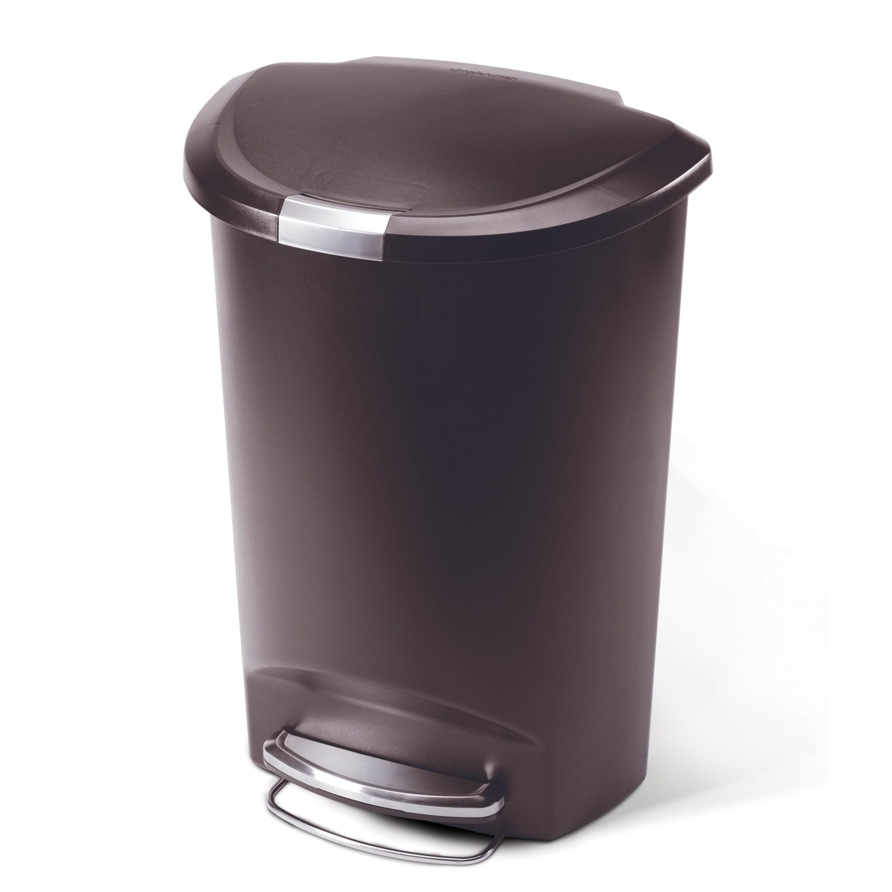 Simplehuman 50 Liter / 13 Gallon Semi-Round Kitchen Step Trash Can with Secure Slide Lock, Plastic