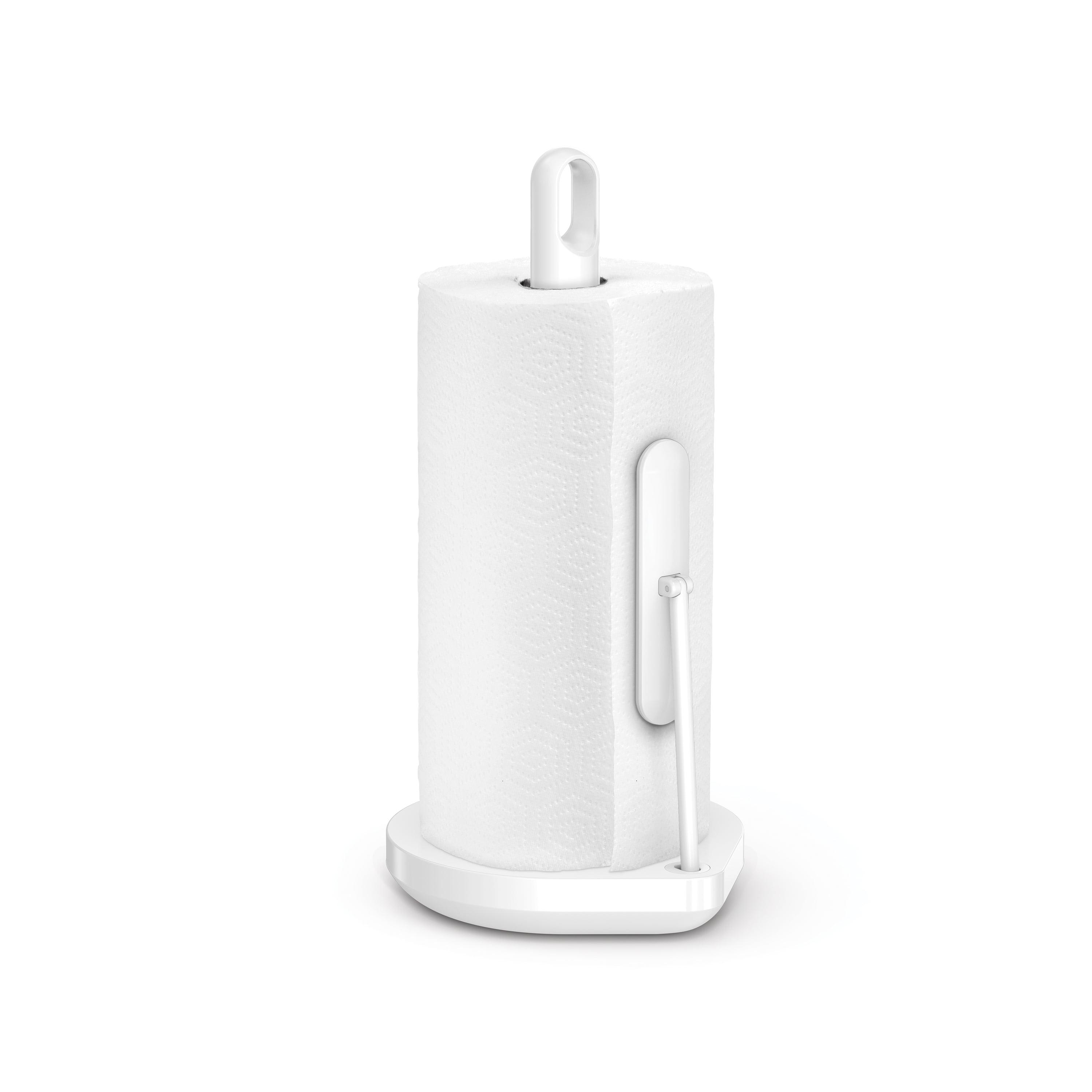 White Steel Tension Arm Paper Towel Holder