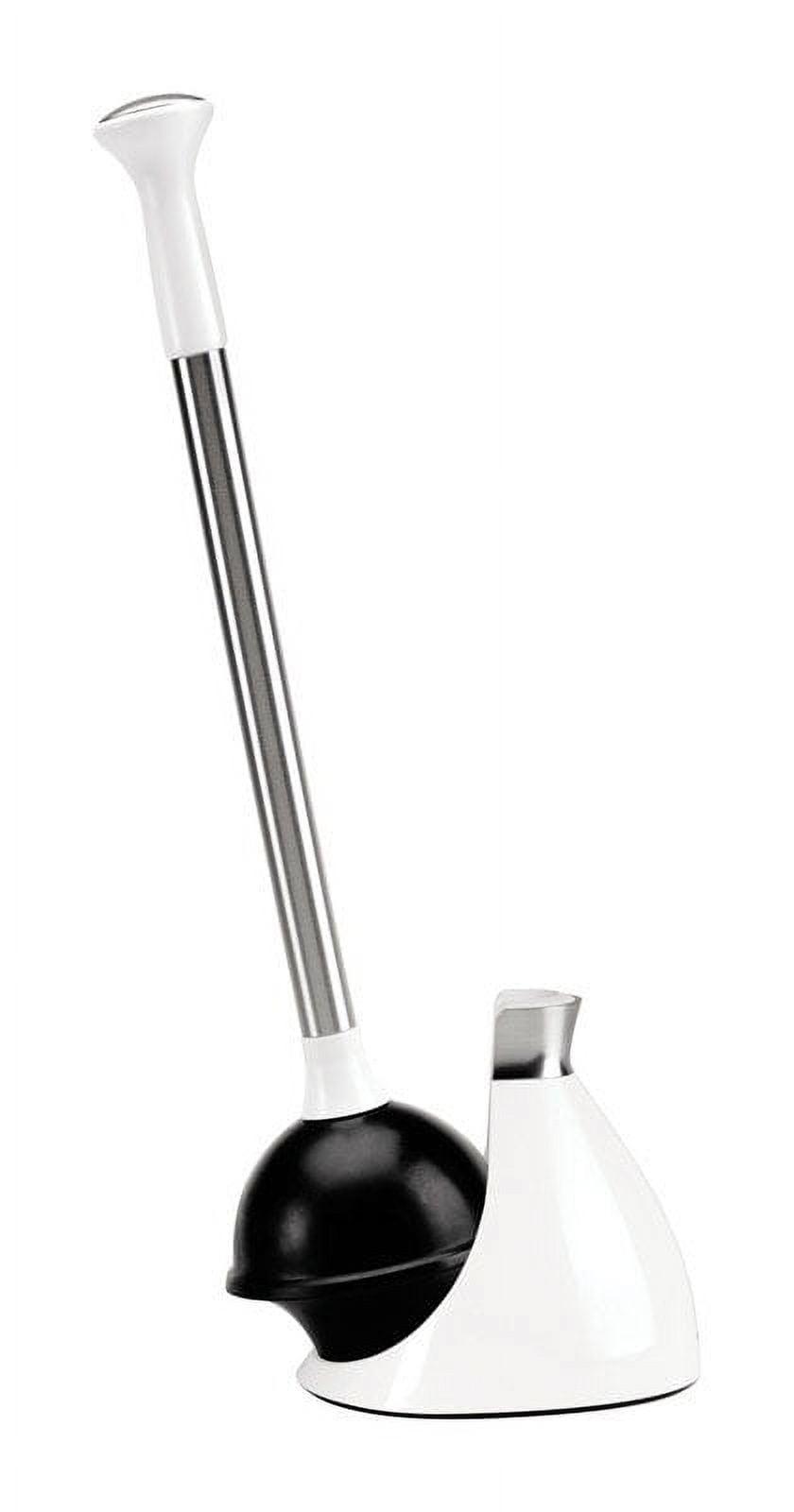 White and Stainless Steel Toilet Plunger with Flange