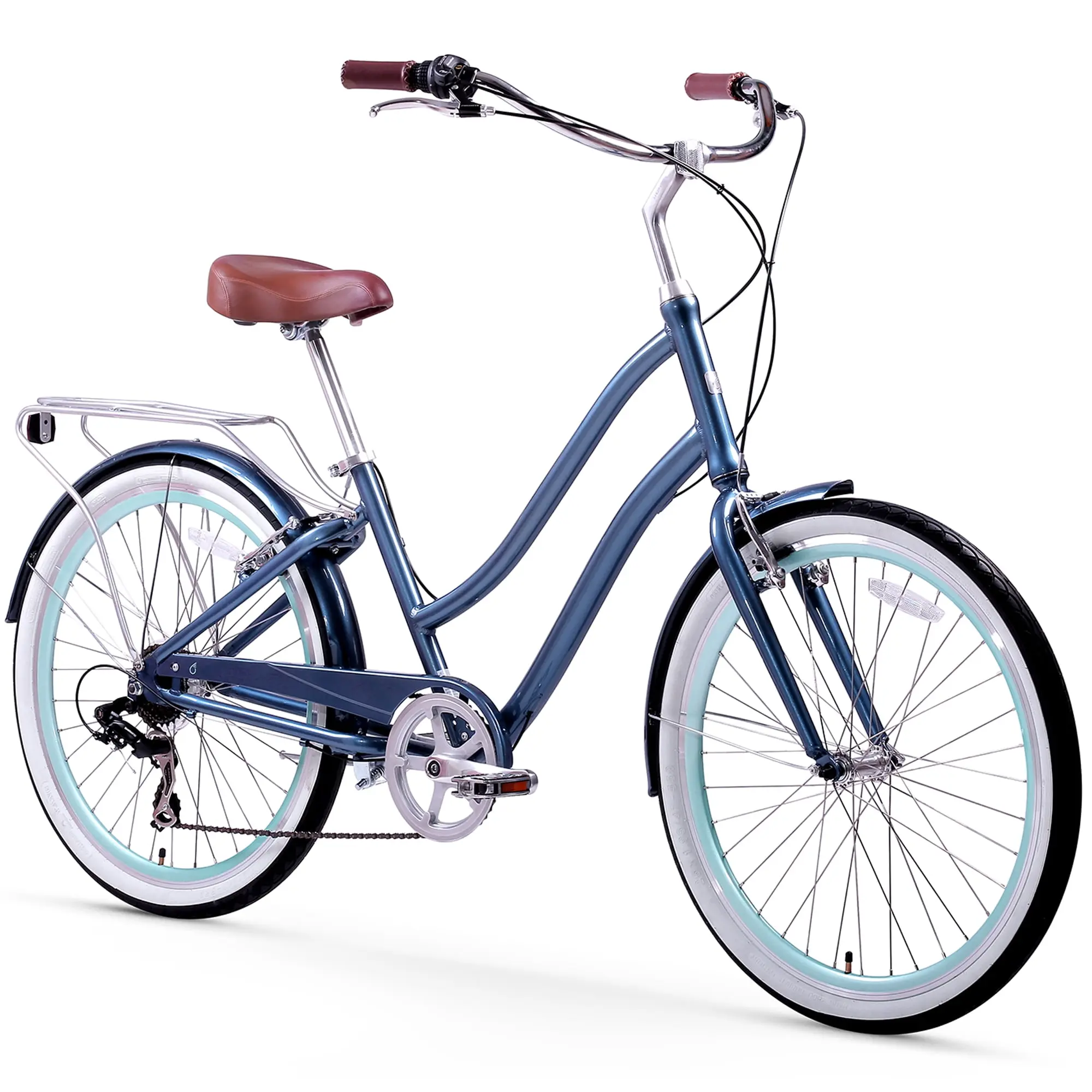 Navy Aluminum Women's 7-Speed Hybrid Cruiser Bicycle