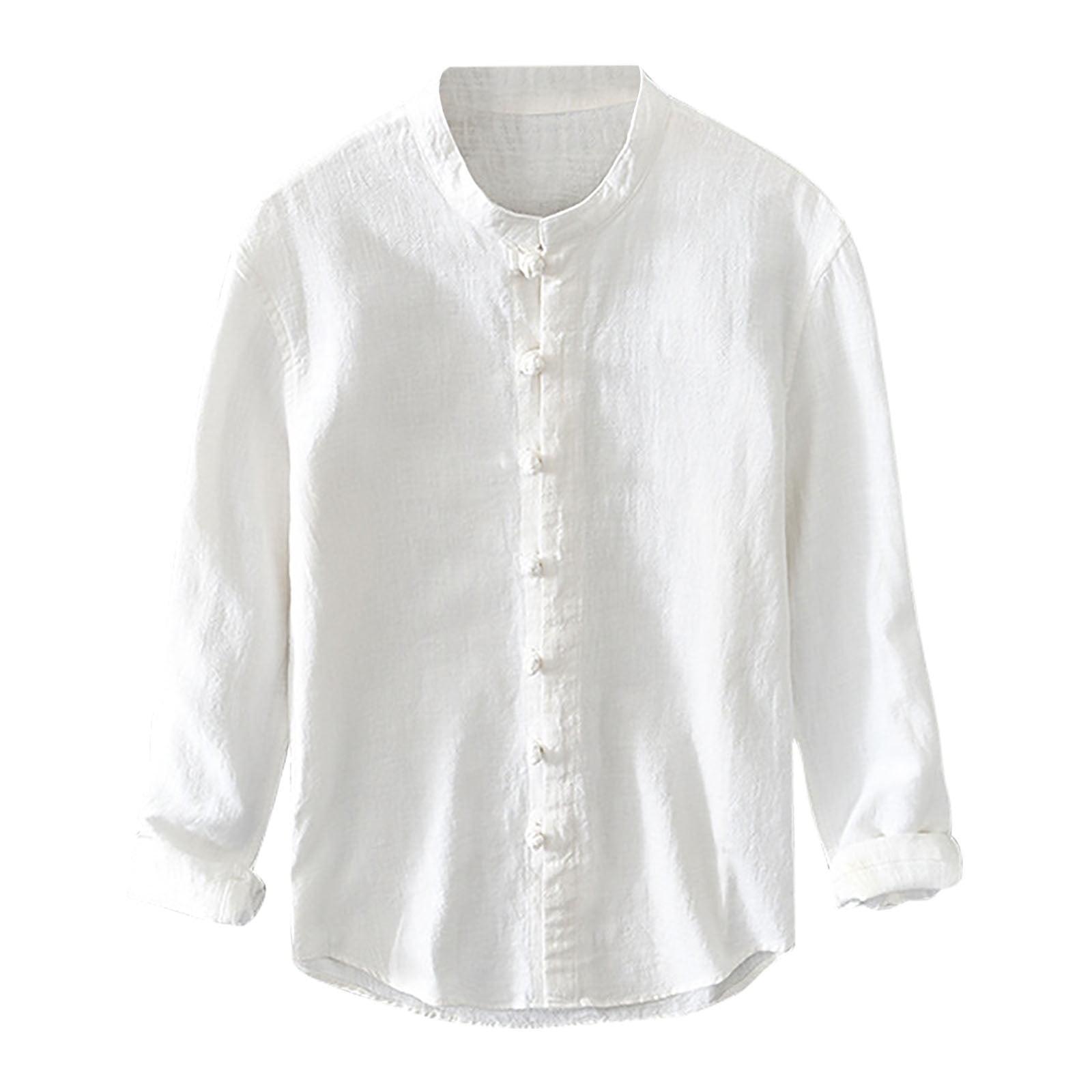 snilers Mens Cotton Linen Shirts Button Up Long Sleeve Blouses Lightweight Casual Beach Shirts Solid Color Fall Blouse