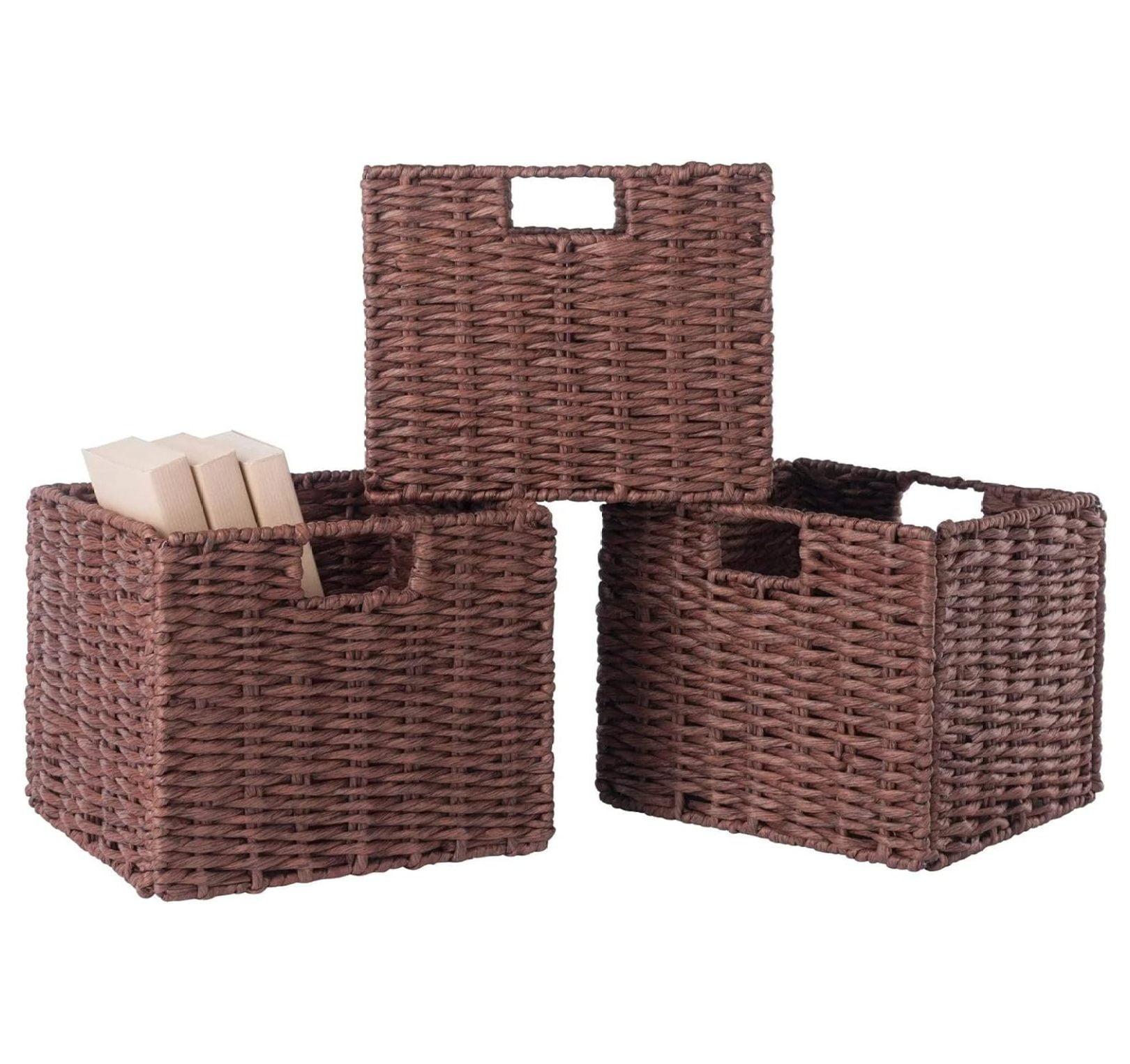 Walnut Woven Rope Small Storage Basket Set