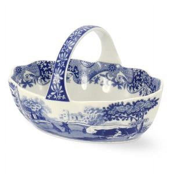 Italian Countryside Inspired Blue Porcelain 6-inch Handled Basket