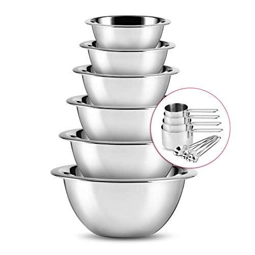 JoyTable Stainless Steel 14-Piece Mixing Bowl Set with Measuring Cups