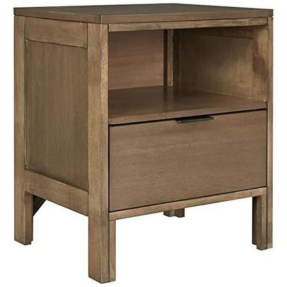 Rustic Jute-Brown Nightstand with Bronze Hardware - 20"W x 17"D x 24"H