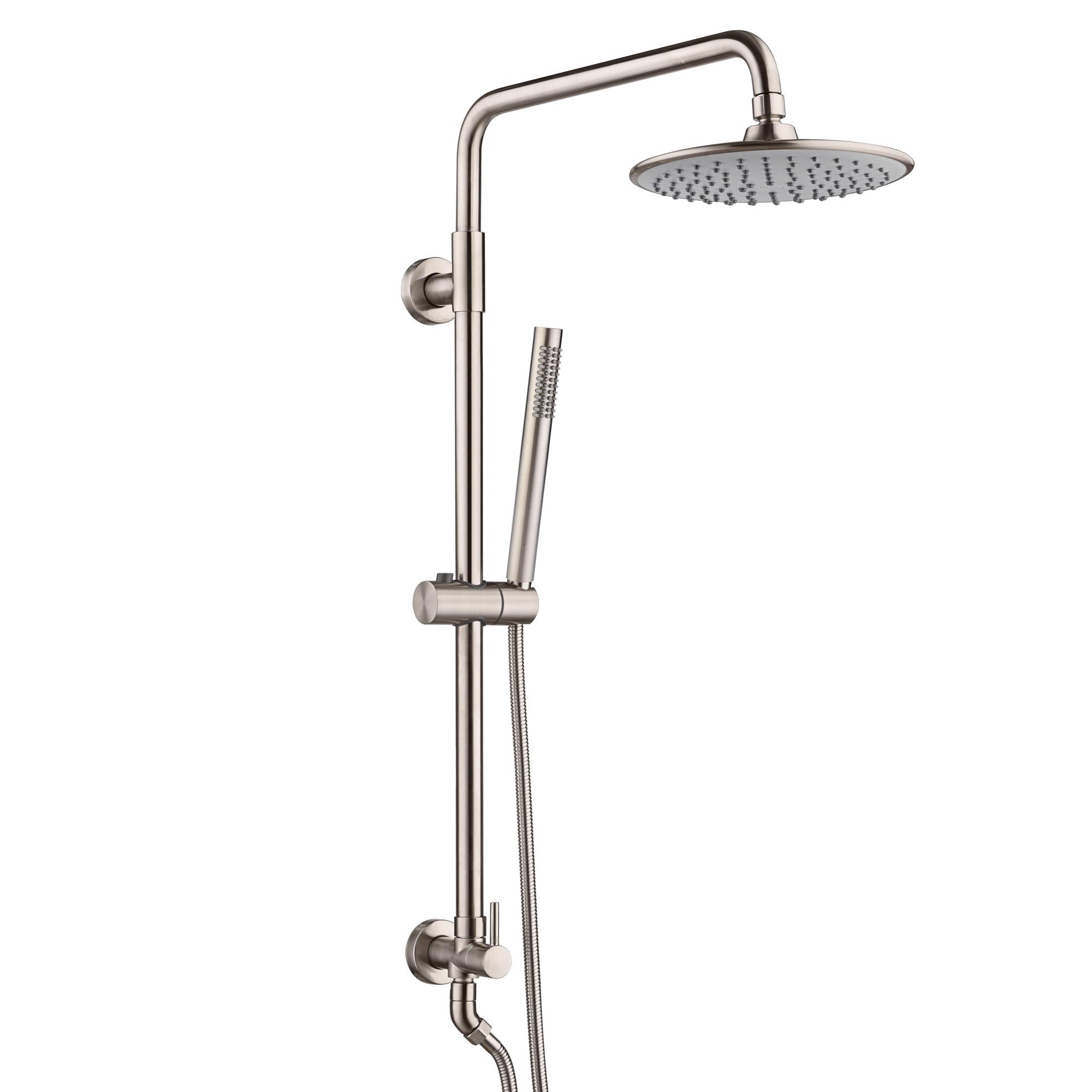 Brushed Nickel Wall Mounted Rain Shower System with Handheld