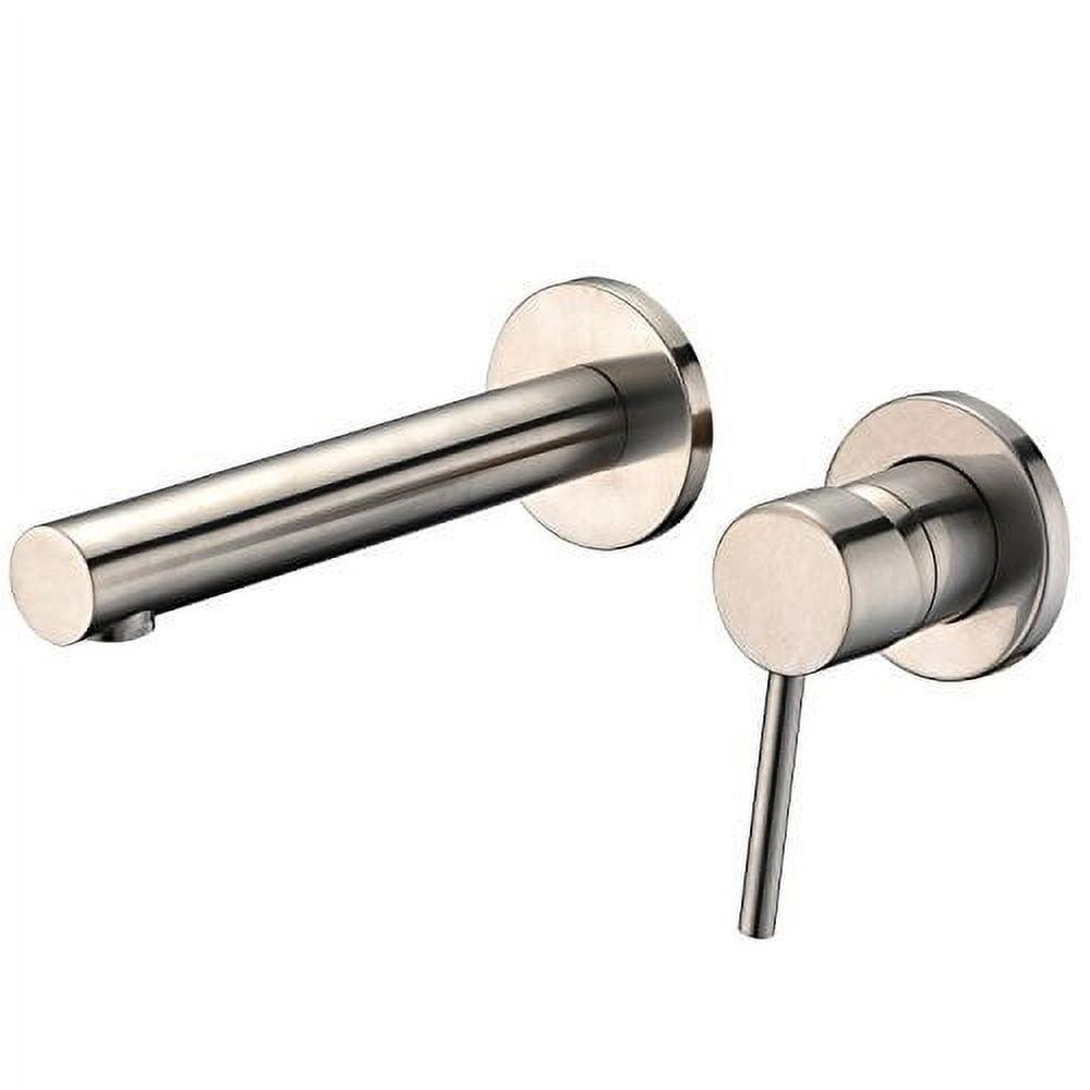 Brushed Nickel Wall-Mount Bathroom Faucet with Lever Handle