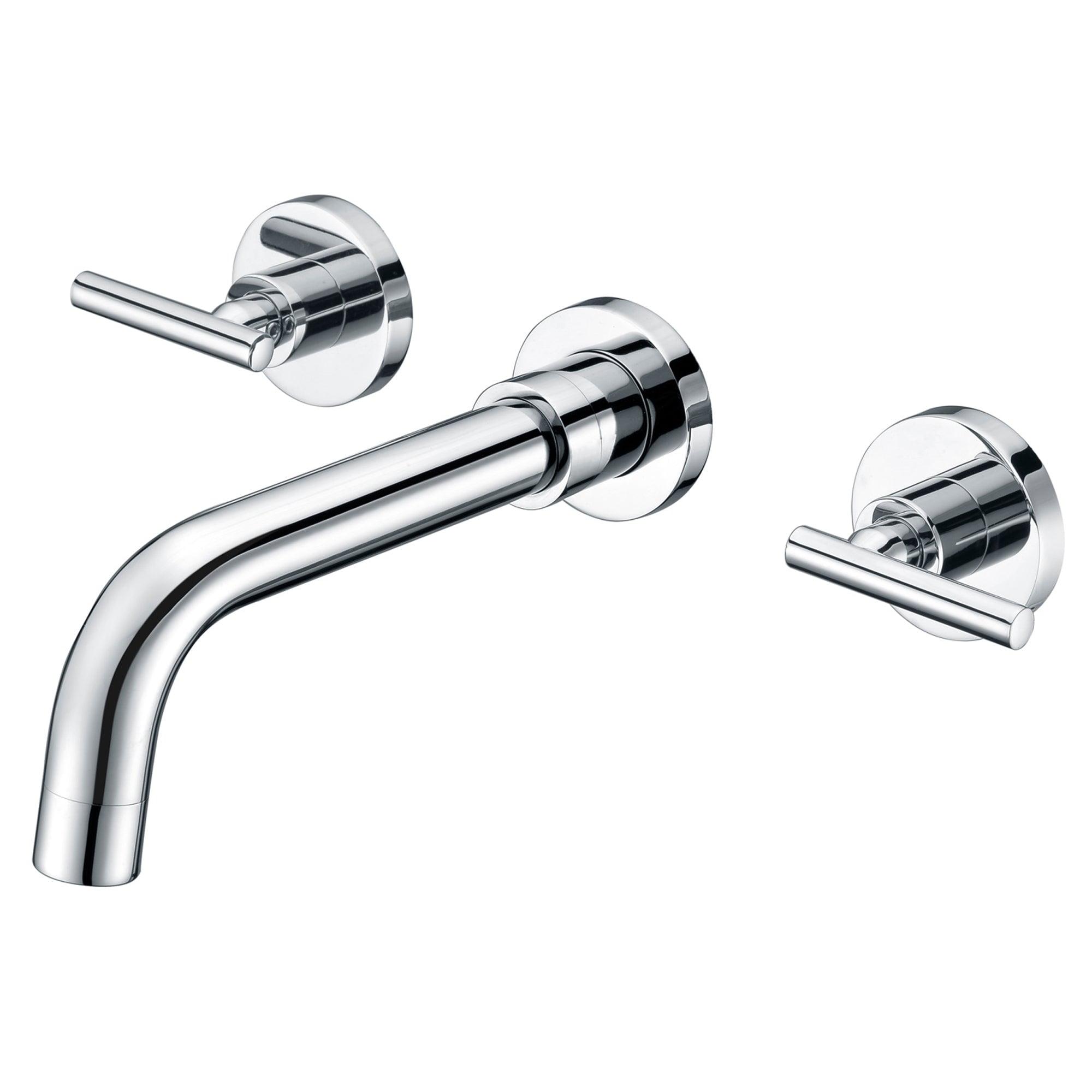 Chrome Wall-Mounted Bathroom Sink Faucet with Dual Handles