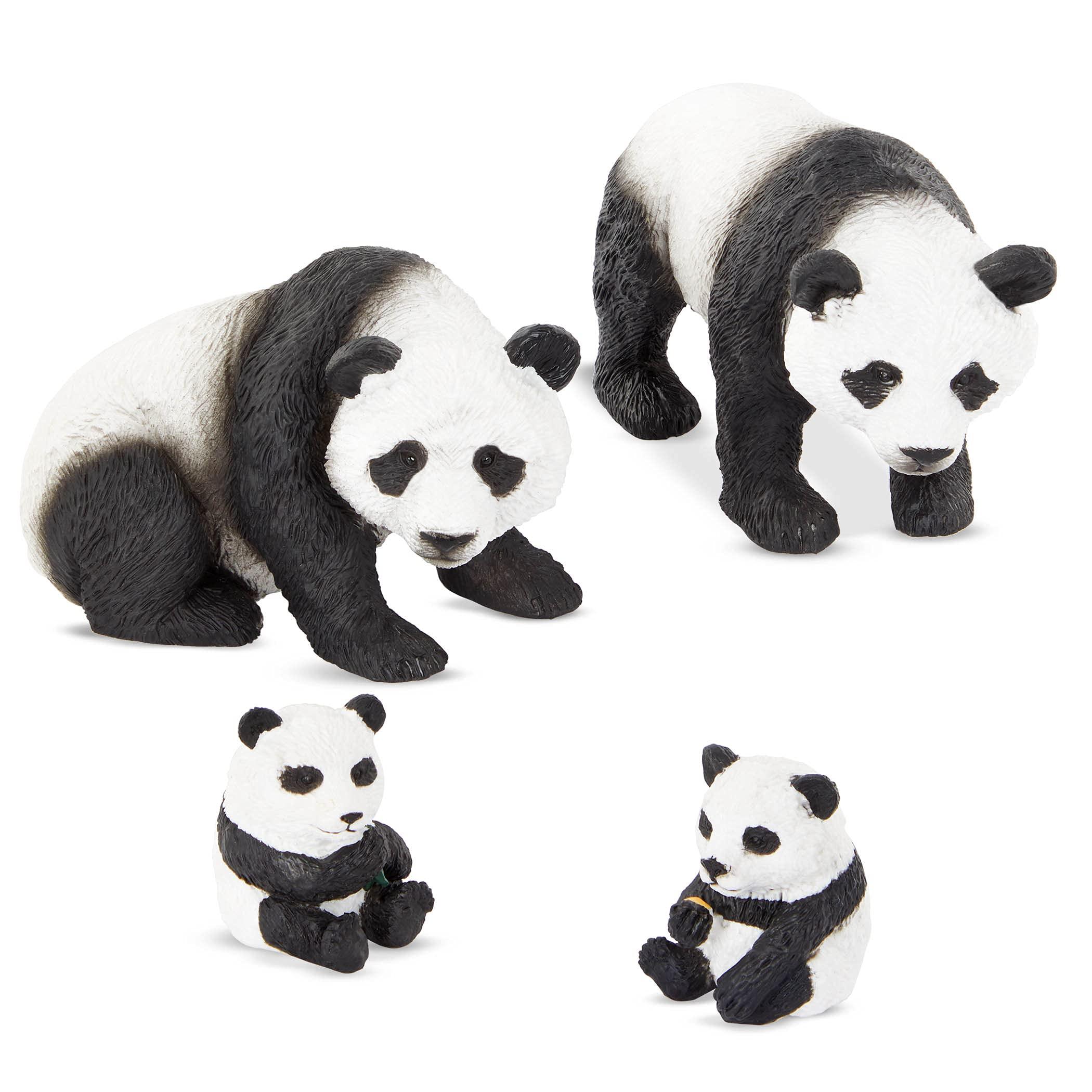 terra by battat - giant panda family - small panda bear animal toys for kids 3-years-old & up (4 pc)
