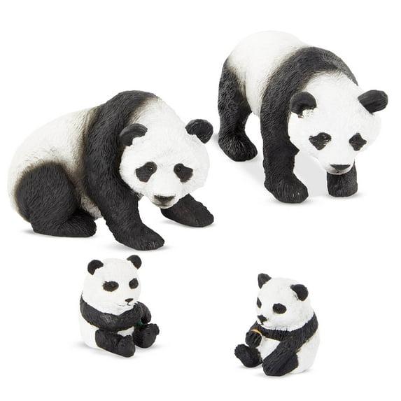 terra by battat - giant panda family - small panda bear animal toys for kids 3-years-old & up (4 pc)