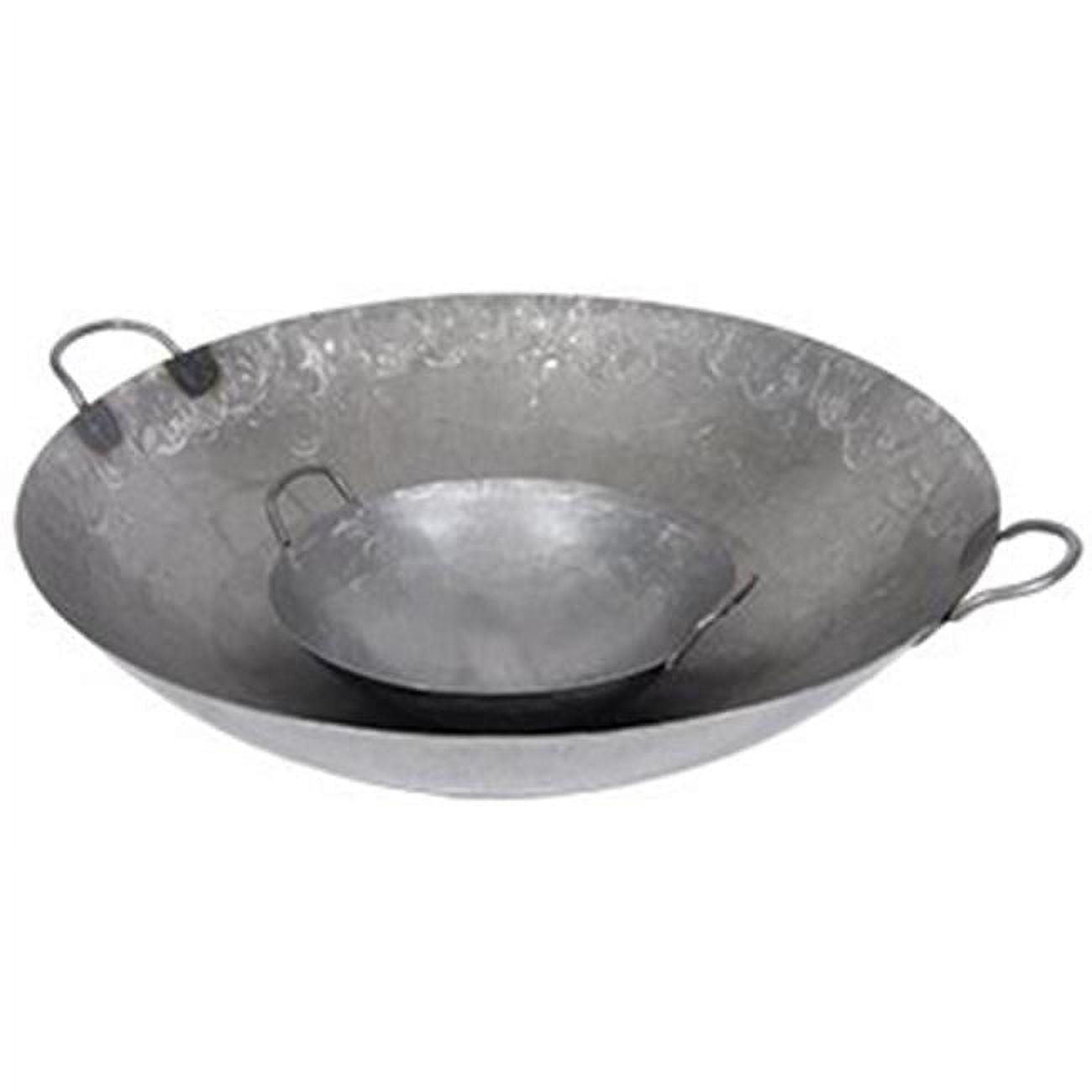 24" Carbon Steel Cantonese Style Wok Pan Gourmet Chef Frying Pan, Double Handle