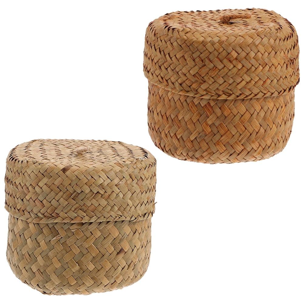 2 Pcs Sea Small Basket with Lid Flower Box Woven Gift Practical