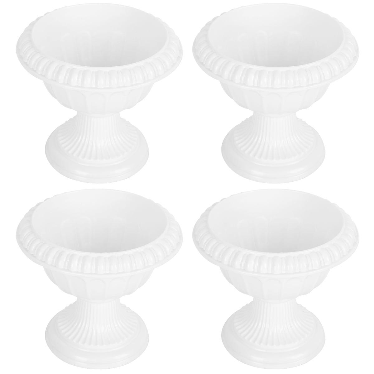 unbranded 4 pcs Wedding Flower Trumpet Vase Tall Flower Stand Elegant Road Front Door Flowerpots Container for Balcony Flower Arrangement White