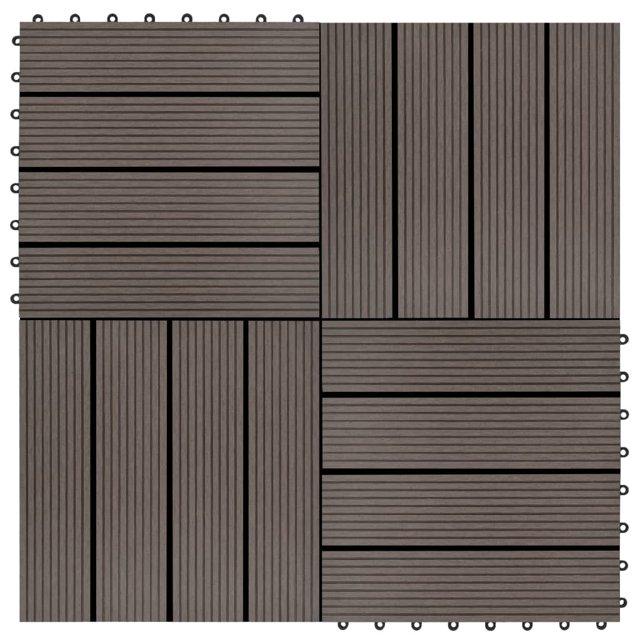 VidaXL 11 Pieces Decking Tiles WPC 11.8" x 11.8" 1 Sqm