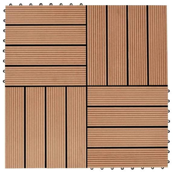 VidaXL 11 Pieces Decking Tiles WPC 11.8" x 11.8" 1 Sqm
