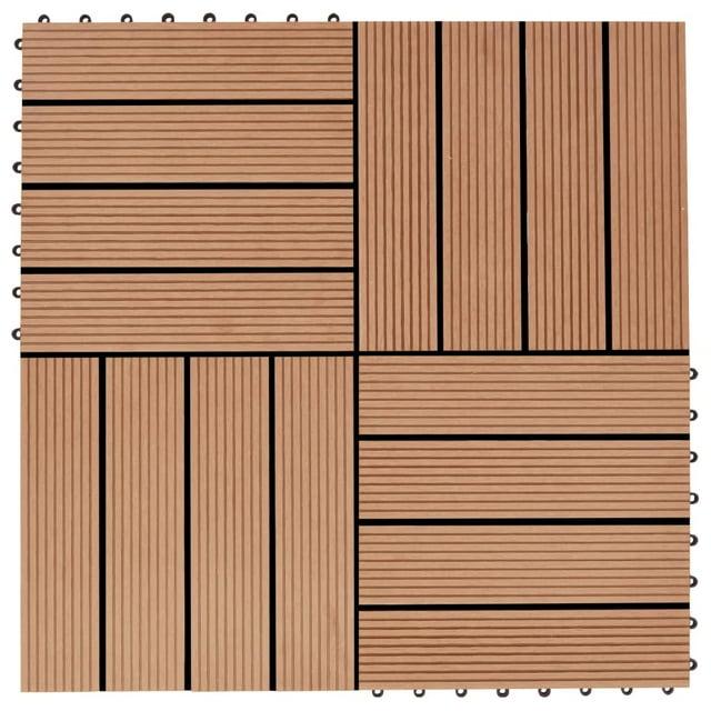 VidaXL 11 Pieces Decking Tiles WPC 11.8" x 11.8" 1 Sqm