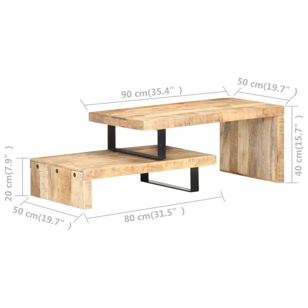 Adjustable Length 2-Piece Mango Wood Coffee Table Set with Iron Legs