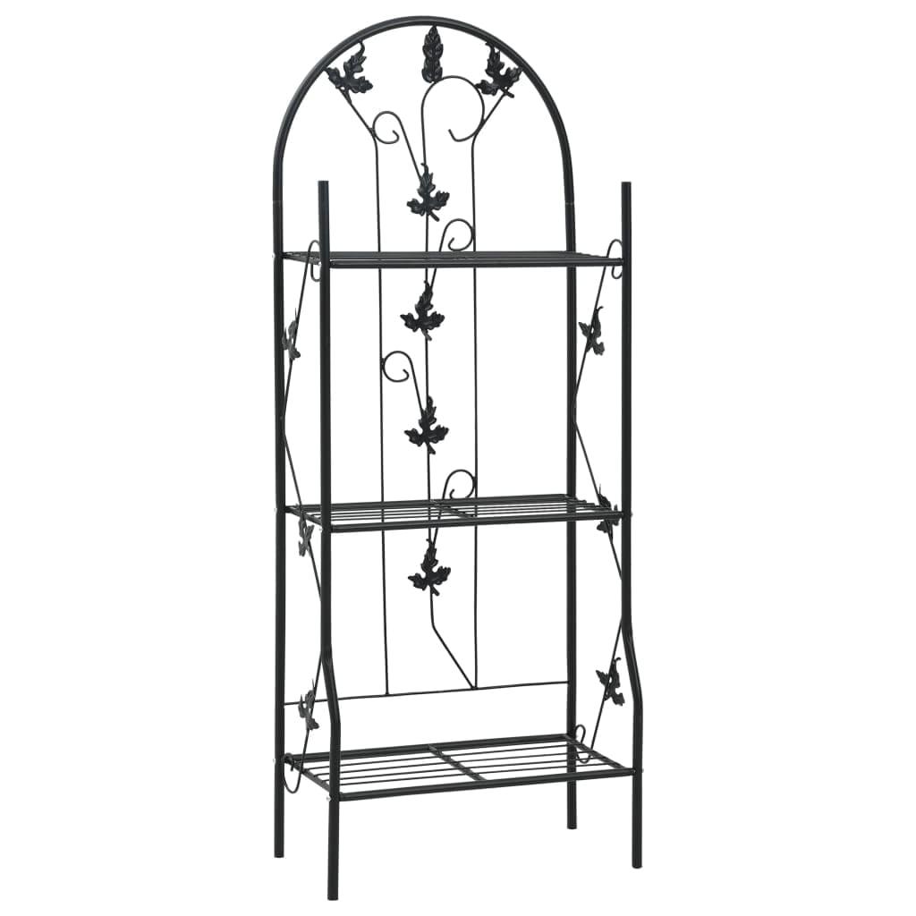 Black Iron 3-Layer Leaf Design Plant Rack