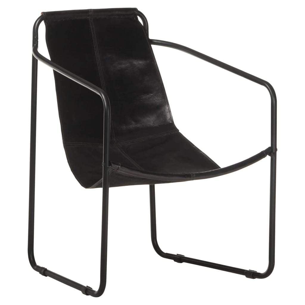 Black Leather and Iron Industrial Accent Chair